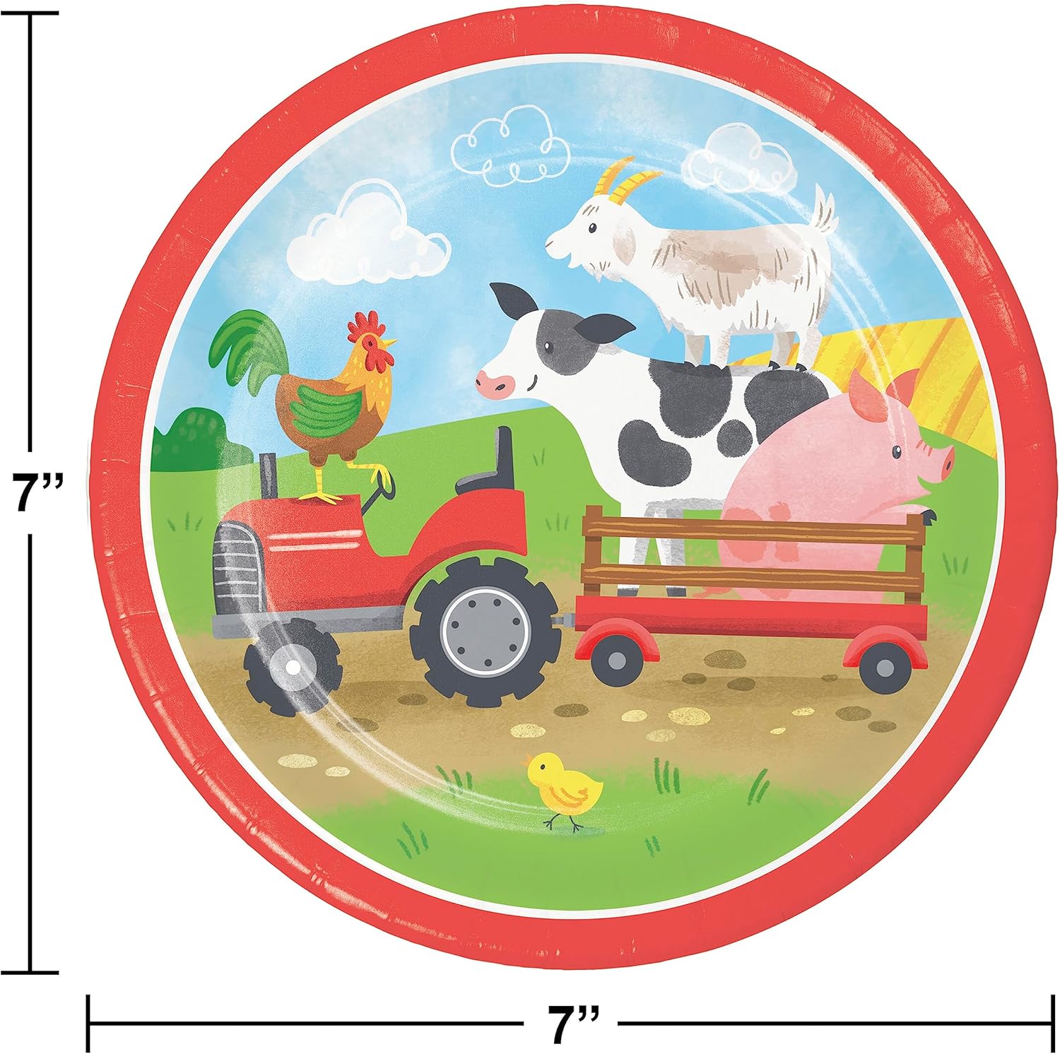 Juego de suministros para fiestas de animales de granja (plato de postre y servilleta para bebidas)