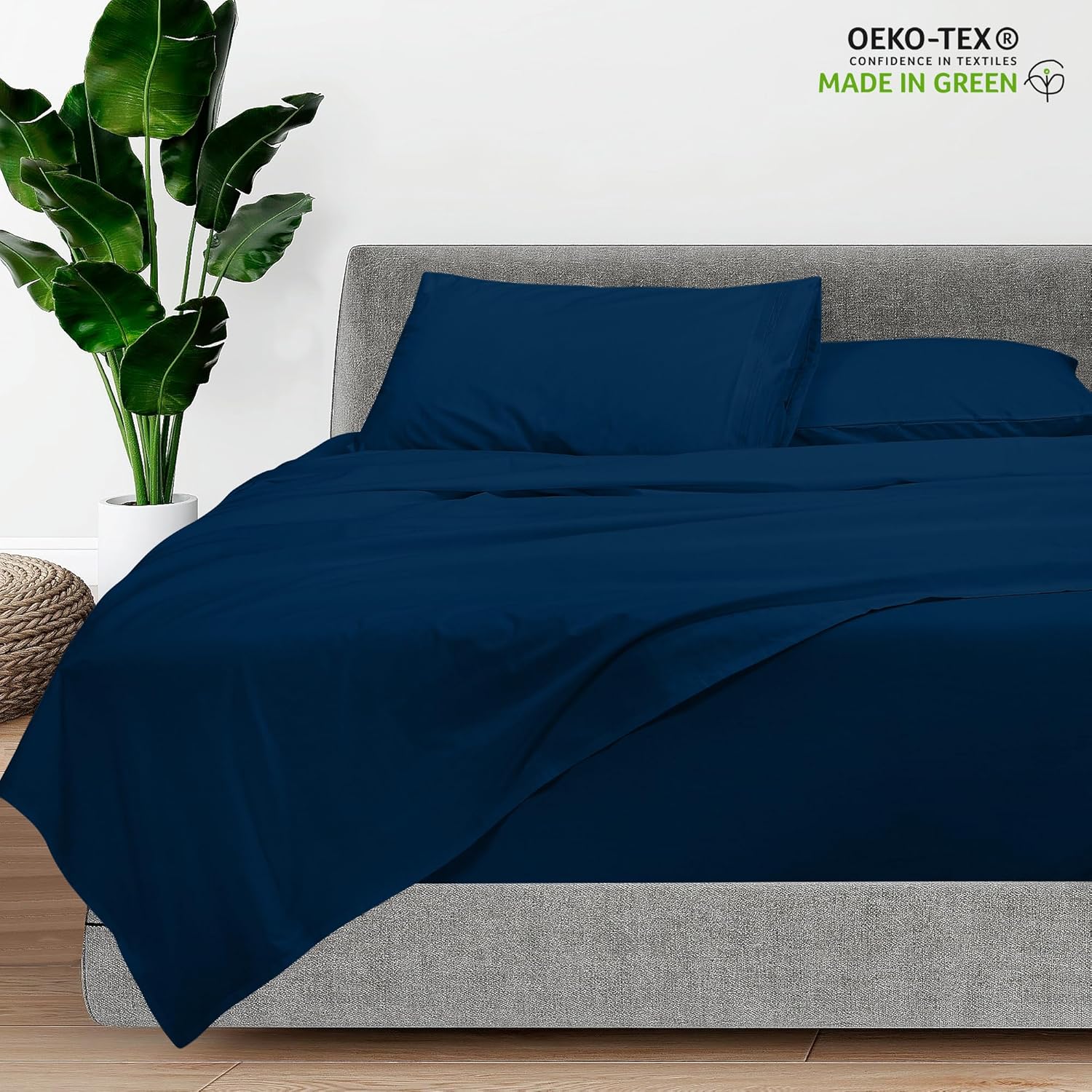 ROYALE LINENS – Sábanas California King de 4 piezas – Ropa de cama de microfibra cepillada 1800 – 1 sábana bajera, 1 sábana encimera, 2 fundas de