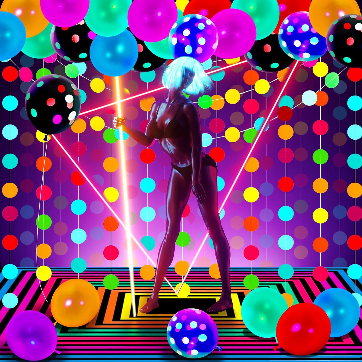 Suministros de fiesta que brillan en la oscuridad, juego de suministros de fiesta de neón que brillan en la oscuridad, 6 rollos de cinta luminosa de