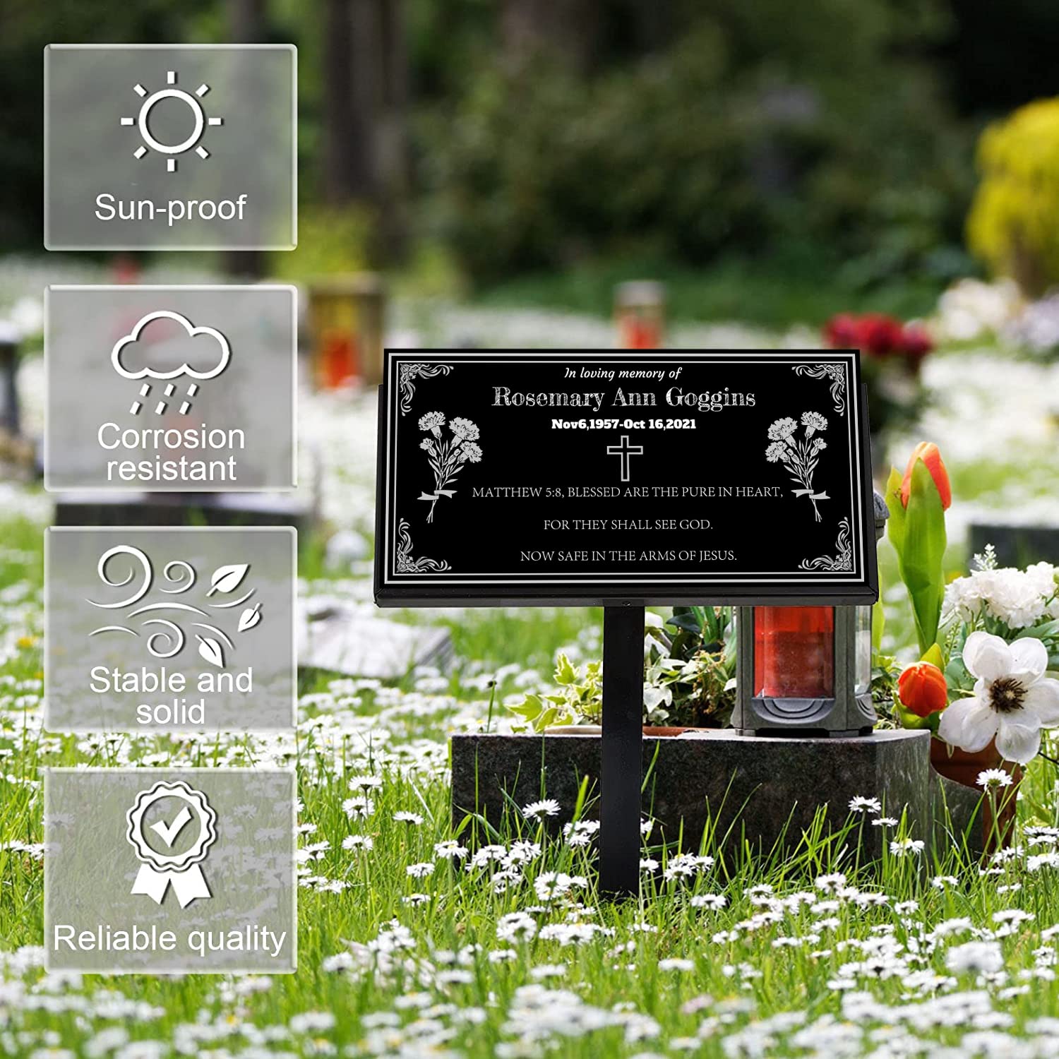 Piedra conmemorativa humana personalizada, lápida para tumbas, decoraciones de tumbas para cementerios, placa conmemorativa al aire libre, piedras