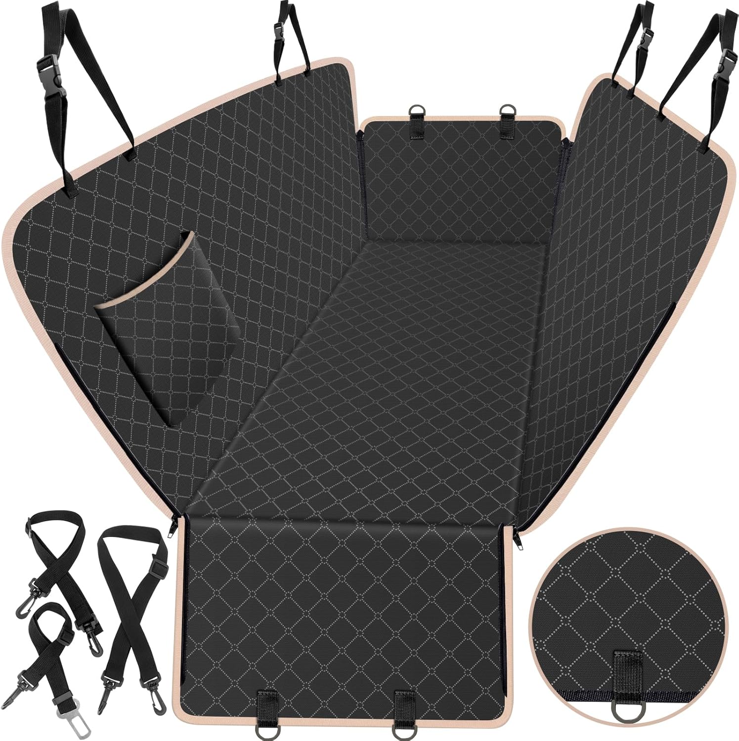 Funda de asiento de automóvil para perro para asiento trasero, funda de asiento para perro con bolsillo de almacenamiento, hamaca para perro,