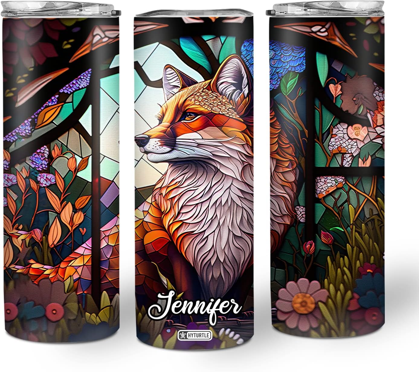 Hyturtle Vaso delgado de zorro personalizado, regalos de cumpleaños, día de la madre para amantes de los zorros, regalos de zorro para mujeres,