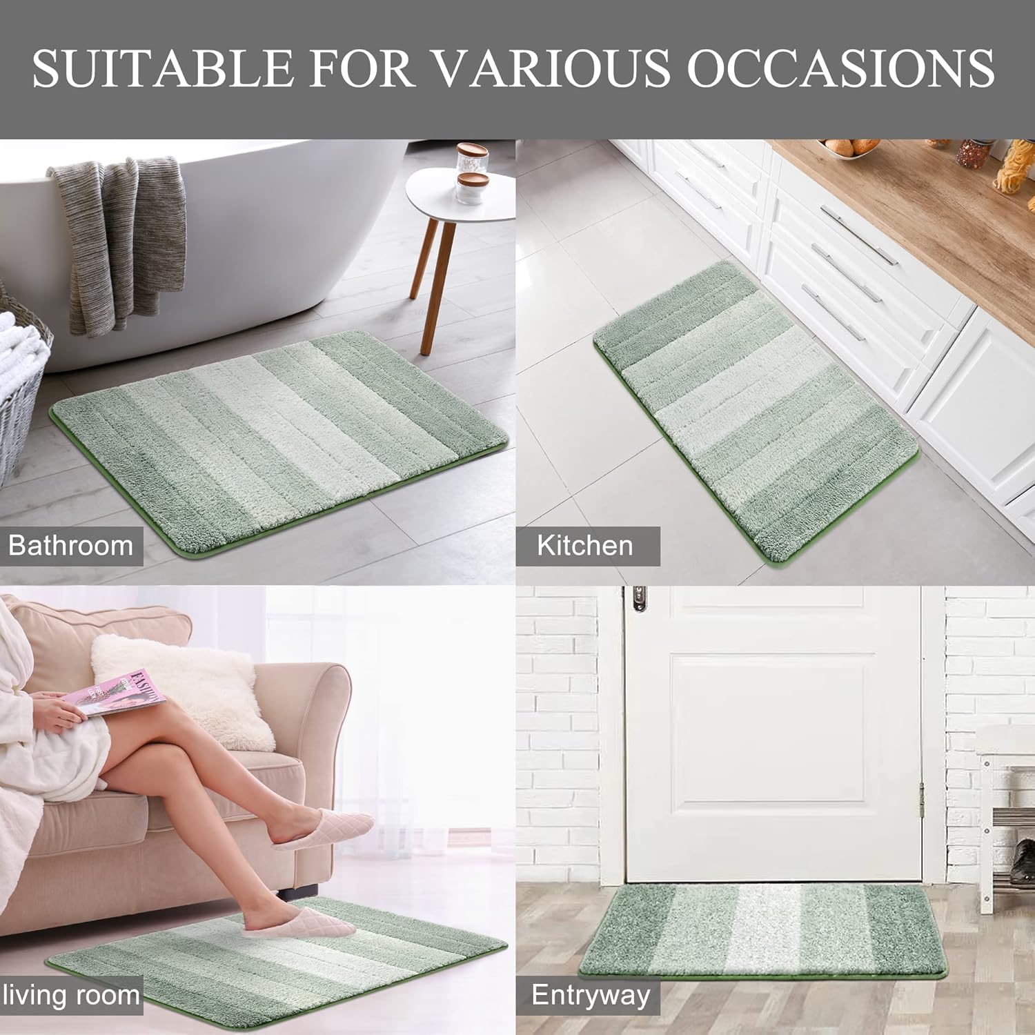 KMSON Alfombra de baño degradado, antideslizante, ultra suave y absorbente de agua, lavable a máquina, de secado rápido para dormitorio, sala de