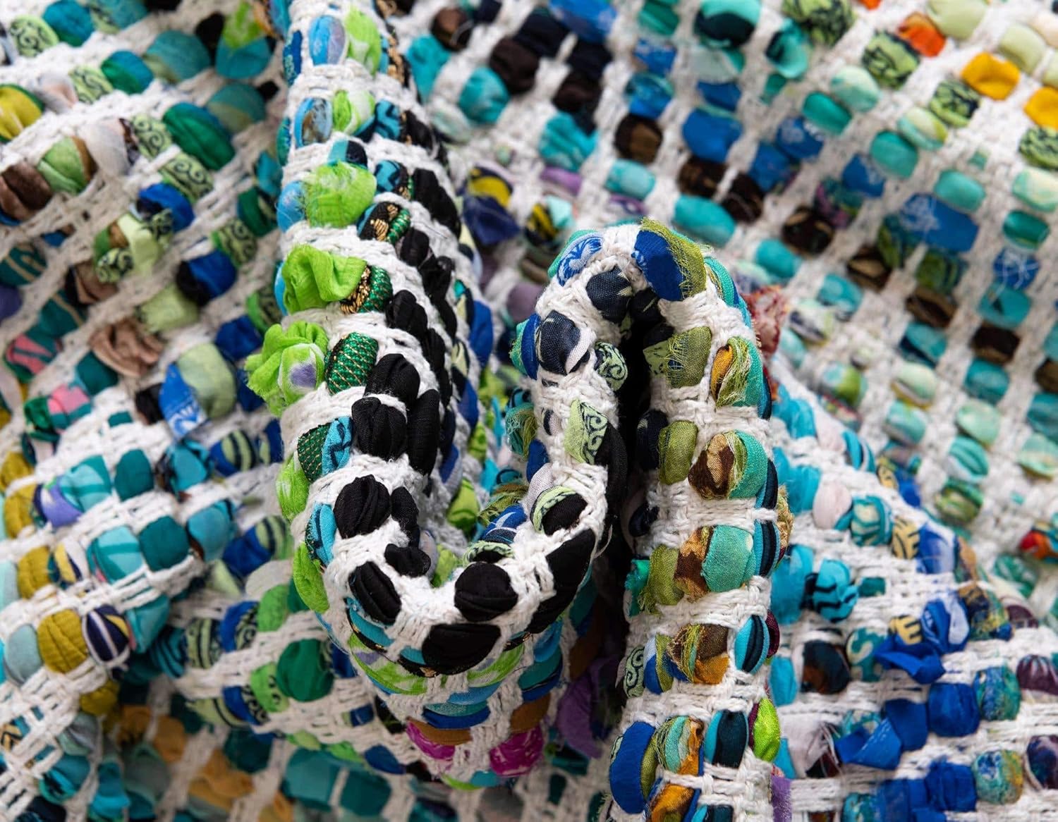 Unique Loom Chindi Chevron Collection – Alfombra rectangular de 4 pies 1 pulgada x 6 pies 1 pulgada, color verde y marfil