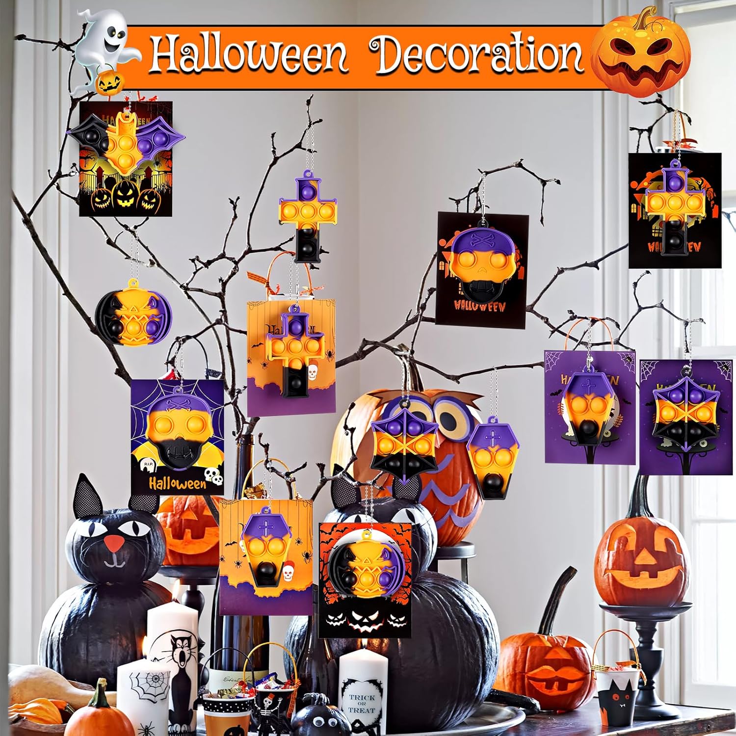 30 piezas de mini llavero de Halloween Pop Fidget juguetes a granel, juguetes de Halloween para bolsas de regalos, regalos de fiesta, premio en el