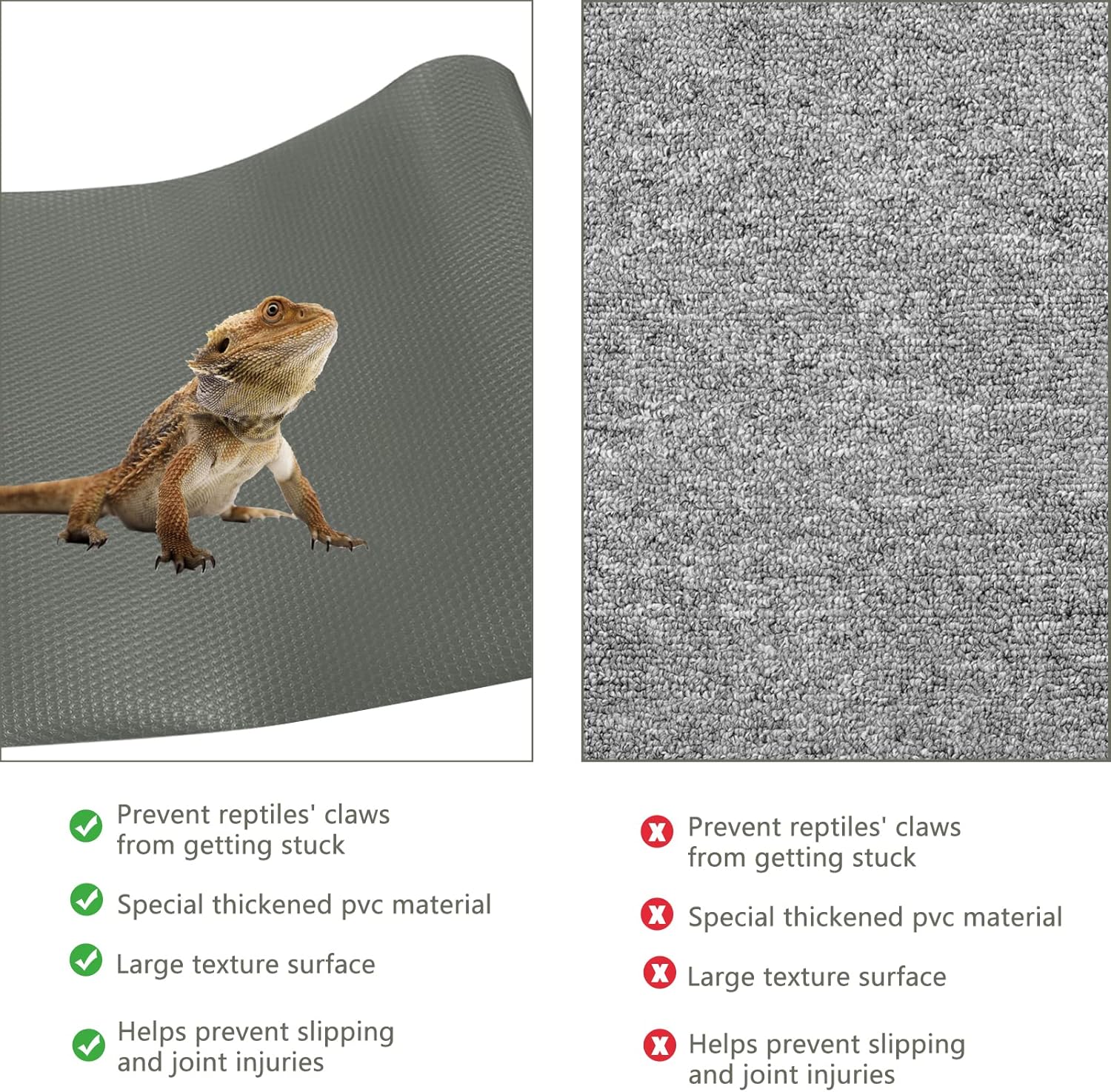 Hlimior Paquete de 2 accesorios para tanque de dragón barbudo, sustrato de alfombra de terrario de reptiles no adhesivo para tanque de reptiles,