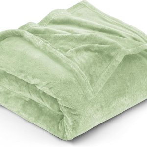 Utopia Bedding Manta de forro polar, tamaño matrimonial, color verde salvia, 10.53 ozm, de lujo, mullida, suave y antiestática de microfibra (90 x Utopia Bedding Manta de forro polar, tamaño matrimonial, color verde salvia, 10.53 ozm, de lujo, mullida, suave y antiestática de microfibra (90 x