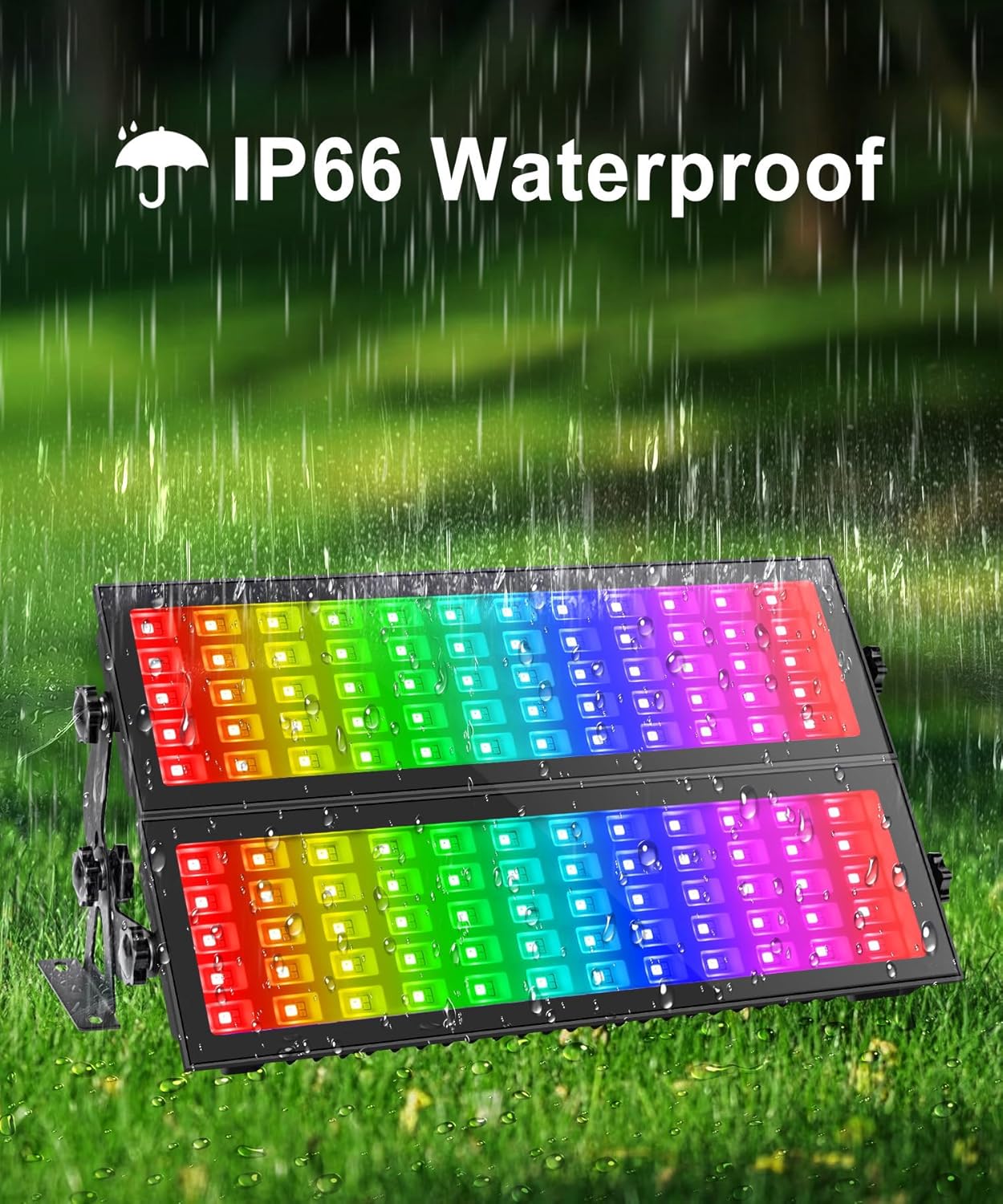 Barra de luz LED de 120 W, paquete de 2 RGBCW IP66 impermeable RGB que cambia de color DJ barra de luz con control remoto y aplicación, luces de