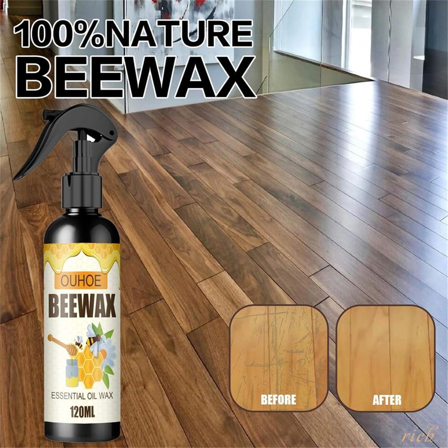Spray de cera de abeja natural micromolecularizada  Cera de abeja multiusos para muebles en aerosol para pulir madera cuidado de muebles (2