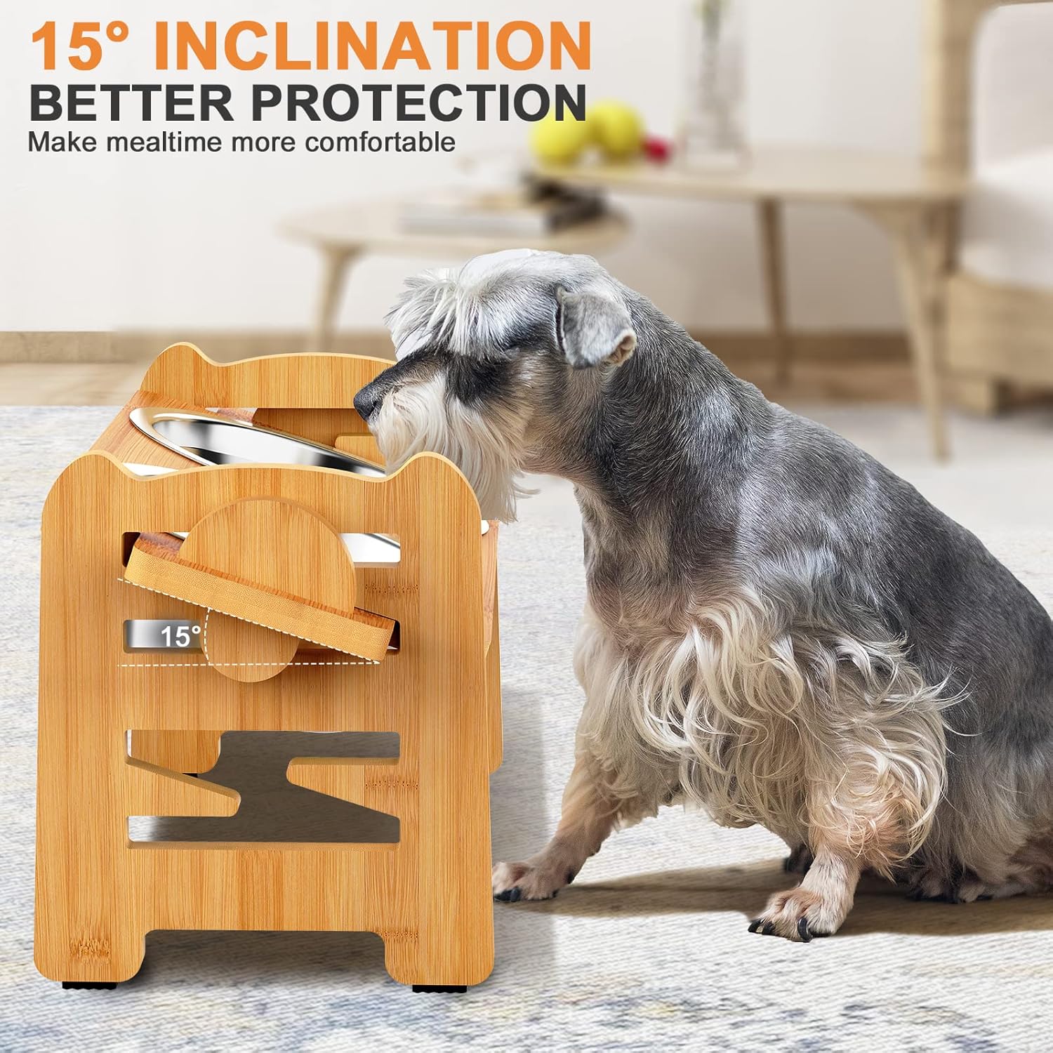 Cuencos elevados para perros y gatos pequeños, cuencos elevados ajustables inclinados con 2 cuencos de acero inoxidable, comedero antideslizante de