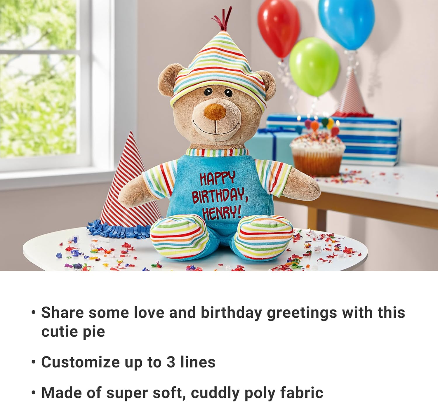 Let’s Make Memories Oso de peluche personalizado de feliz cumpleaños – Animal de peluche