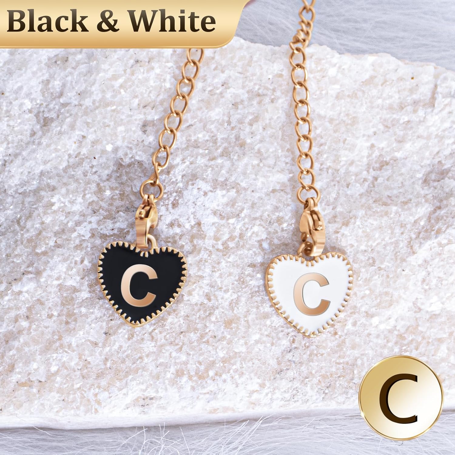 2PCS Letter Charms Accessories for Stanley Cup with Handle, Heart-shaped Personalized Name ID Letter Charm for Stanley Tumbler