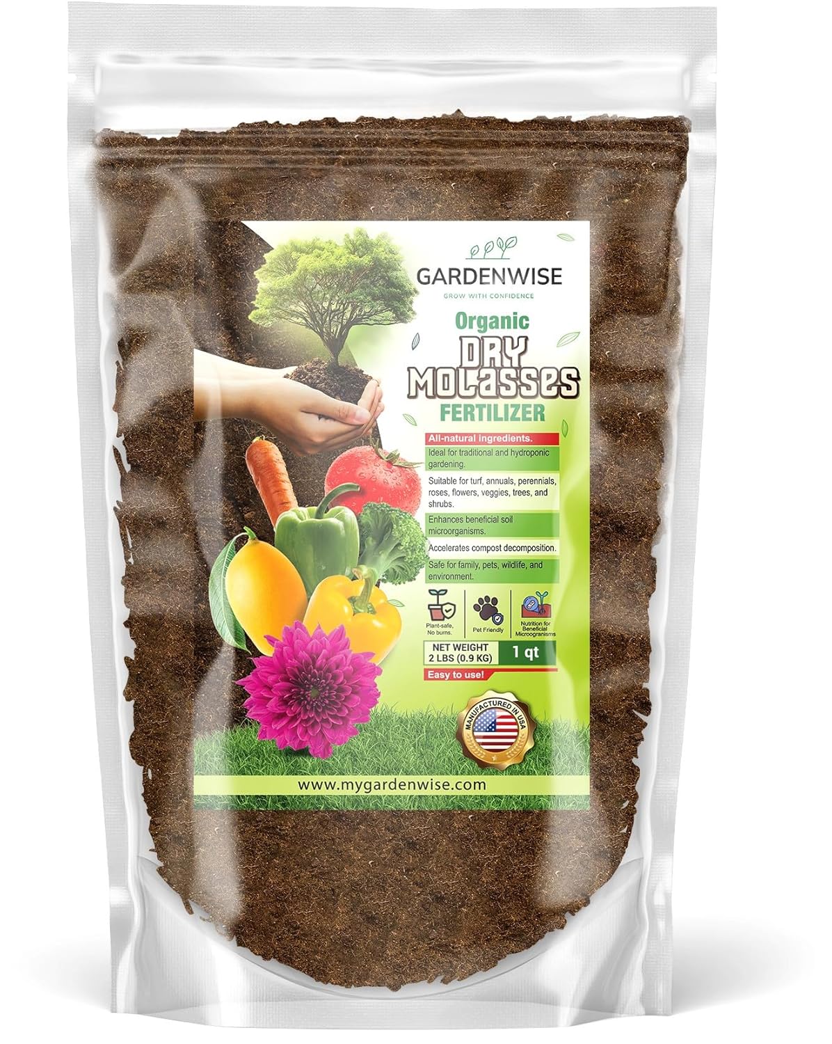 GARDENWISE Melaza seca – Bioestimulante orgánico vegetal para una zona radicular mejorada, vitalidad vegetal y salud próspera del suelo, ideal para