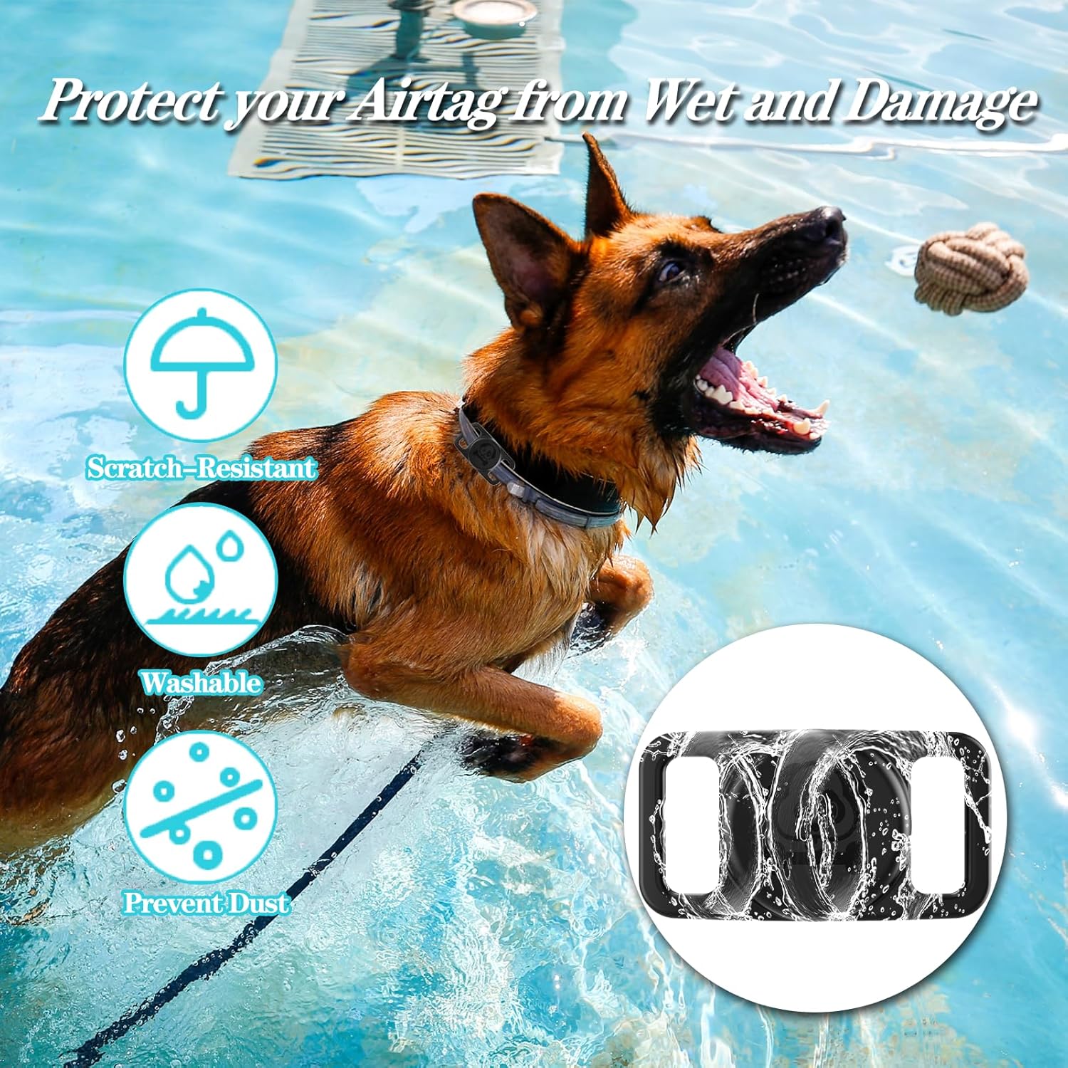 Paquete de 2 soportes impermeables para collar de perro AirTag compatibles con Apple AirTag, soporte de silicona oculto para Airtag Tracker,