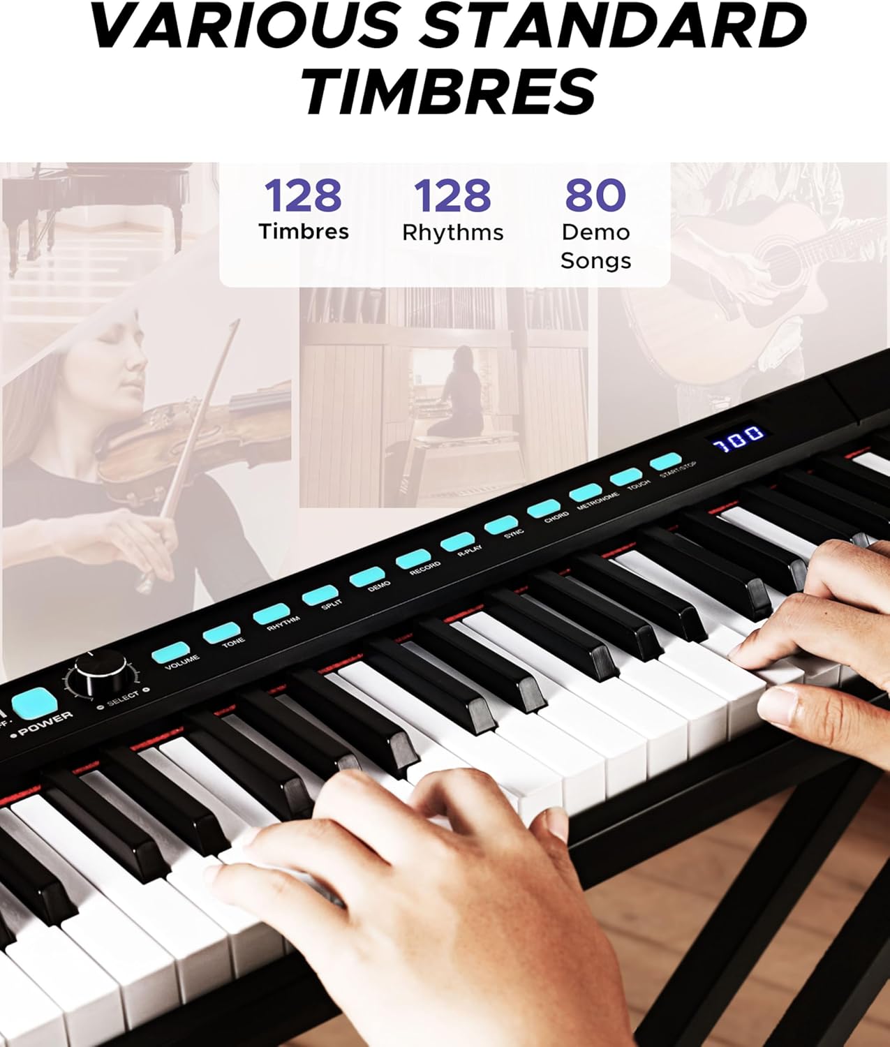 Starfavor Piano de teclado de 88 teclas, piano digital portátil compacto con 88 teclas semipesadas, juego de teclado eléctrico para principiantes
