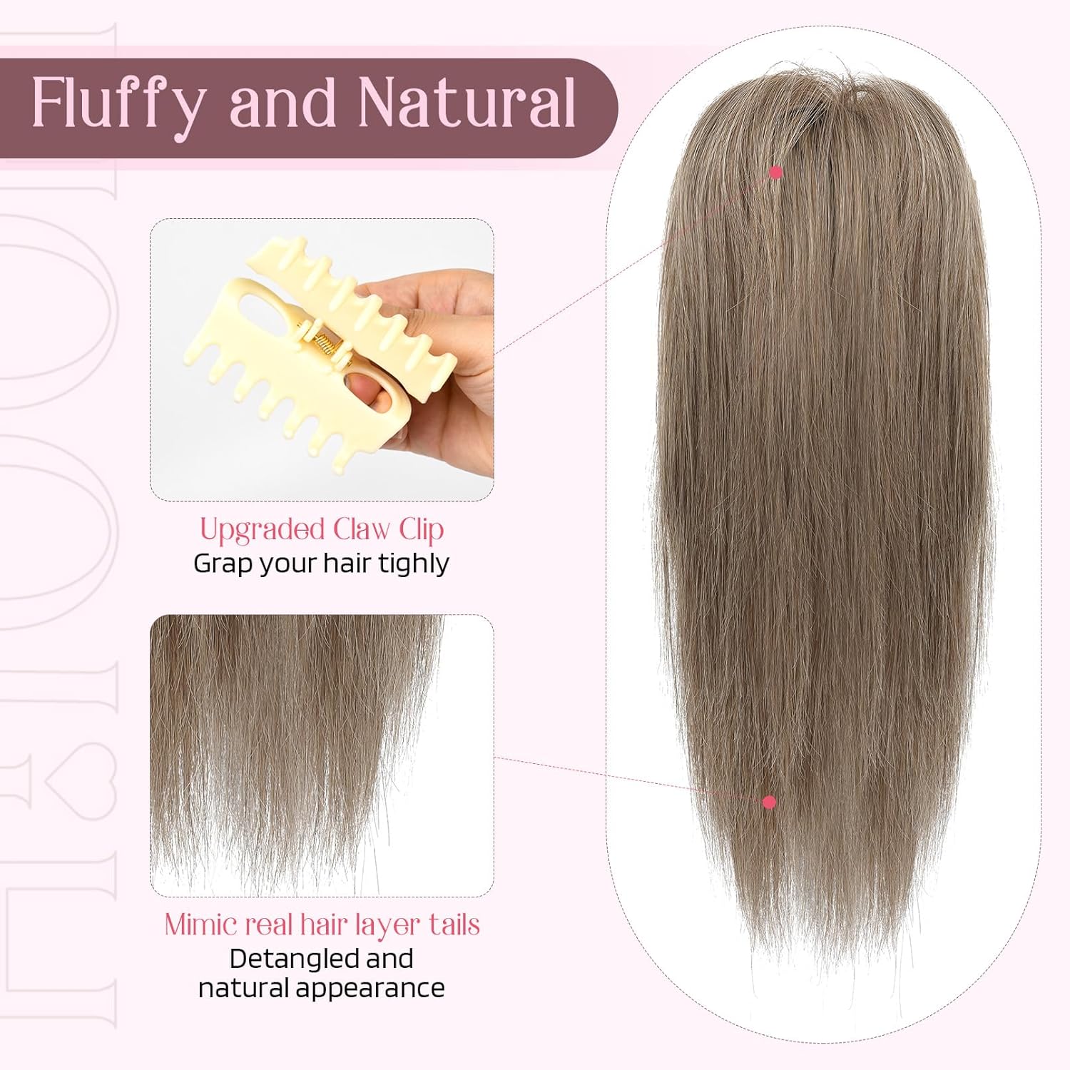 HOOJIH HE027 – Extensión de cola de caballo con clip, de 14 pulgadas, extensiones de cabello lacio con clip de garra, piezas de cabello corto para