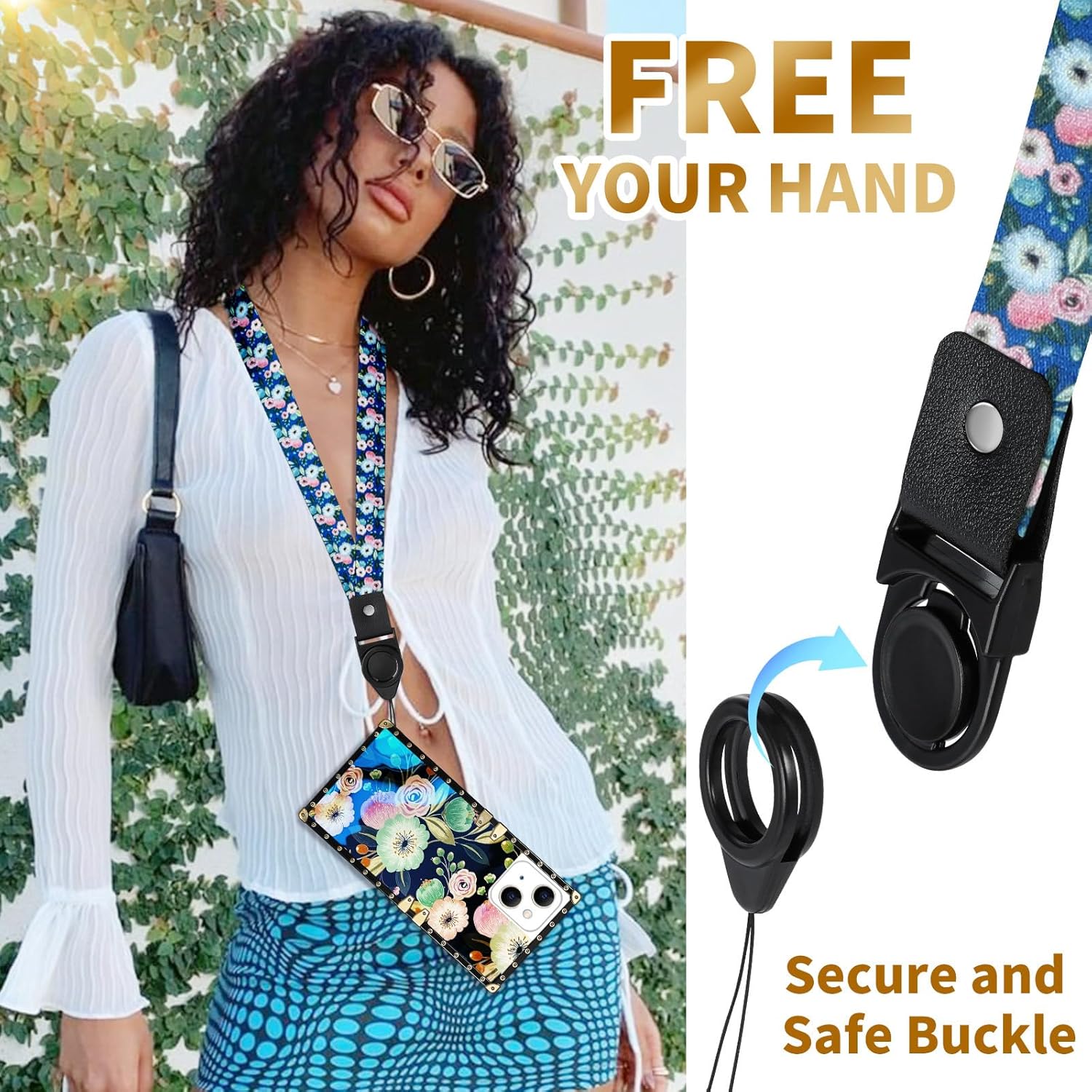 Loheckle Funda para iPhone 15 para iPhone 15 para mujeres y adolescentes, diseño cuadrado a la moda, lindas fundas con soporte de anillo y cordón,