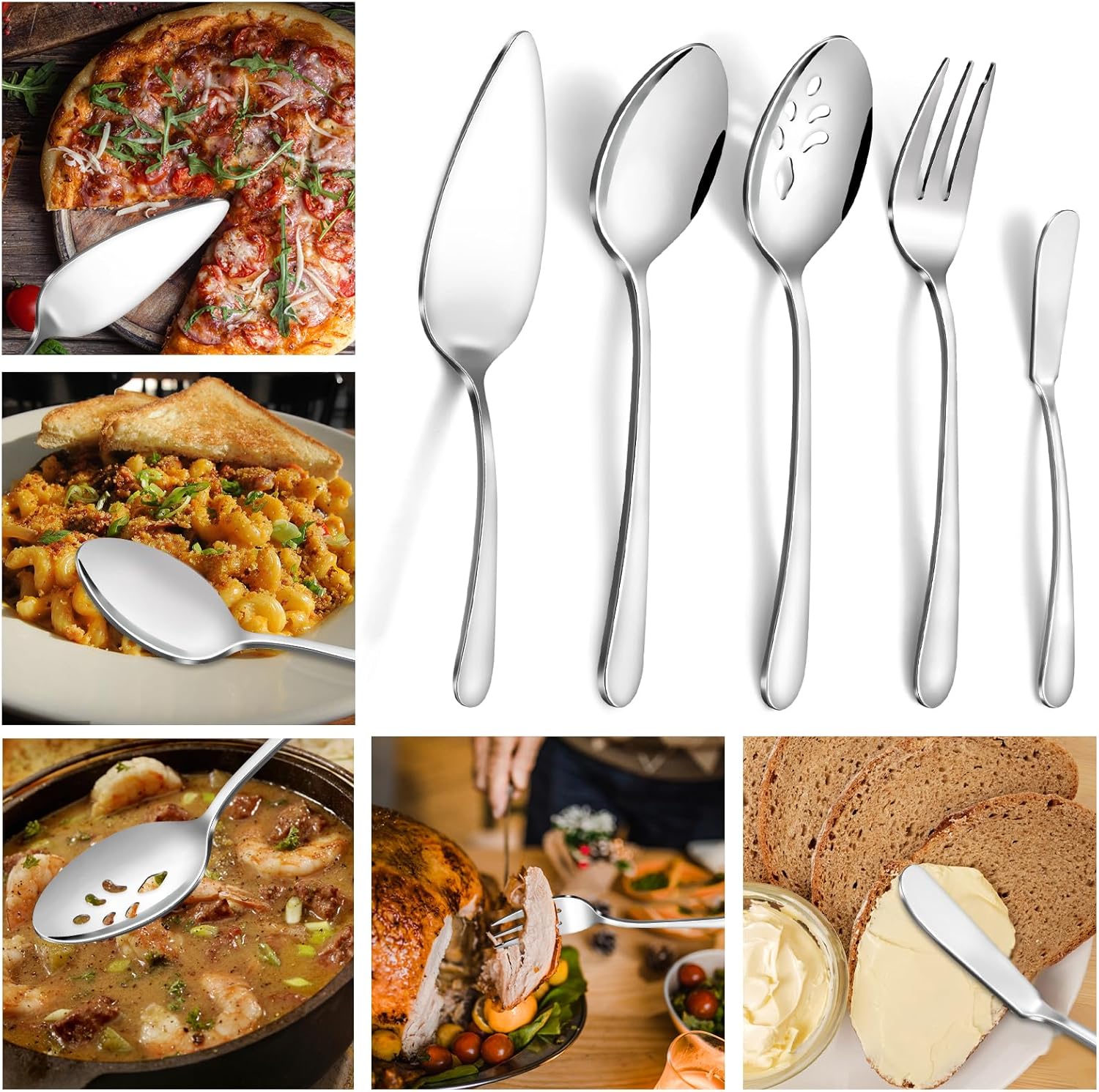 APEO Juego de cubiertos de acero inoxidable de 25 piezas para 4 personas con utensilios para servir, juegos de cubiertos pulidos de alta calidad,