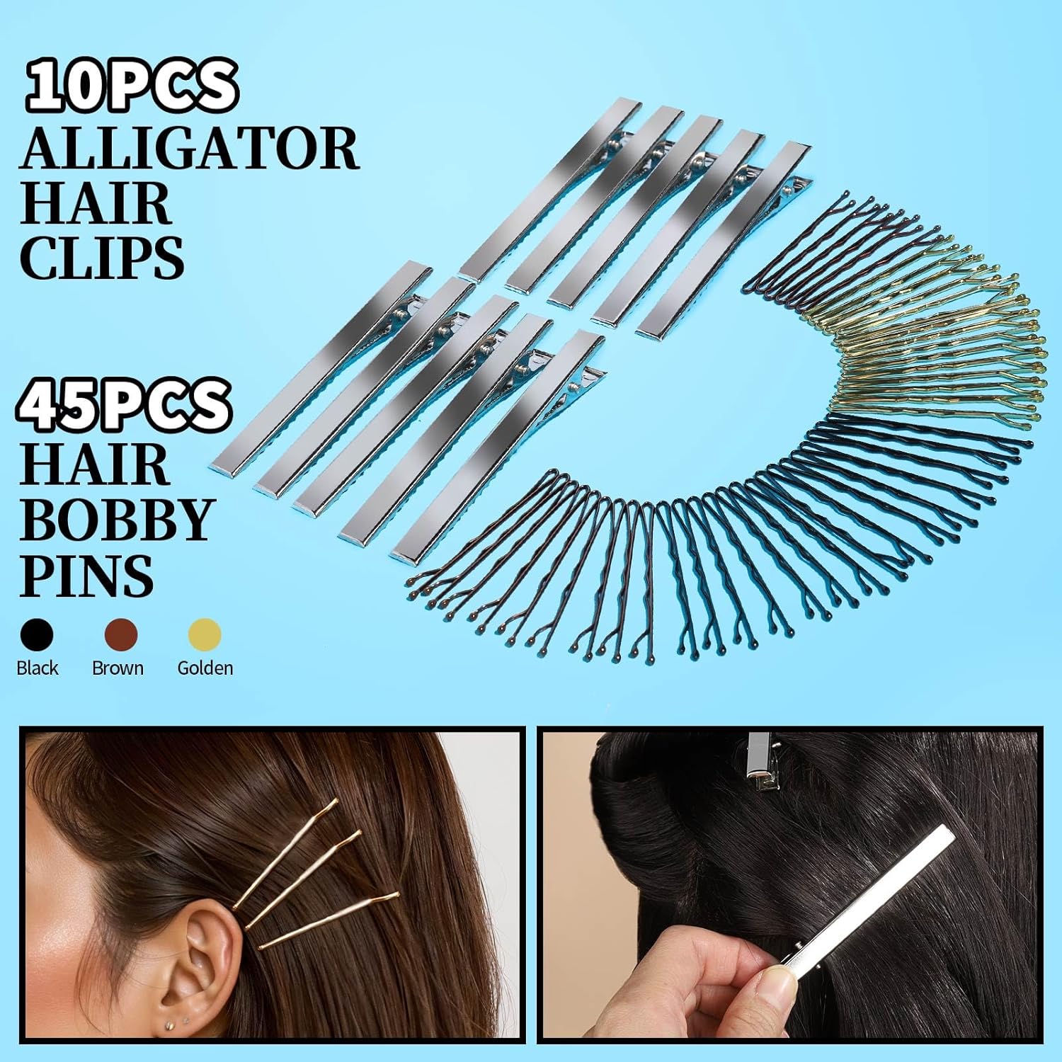 FANDAMEI Kit de lazos elásticos para el cabello, accesorios para el cabello para mujeres con bandas elásticas para el cabello, lazos negros para el