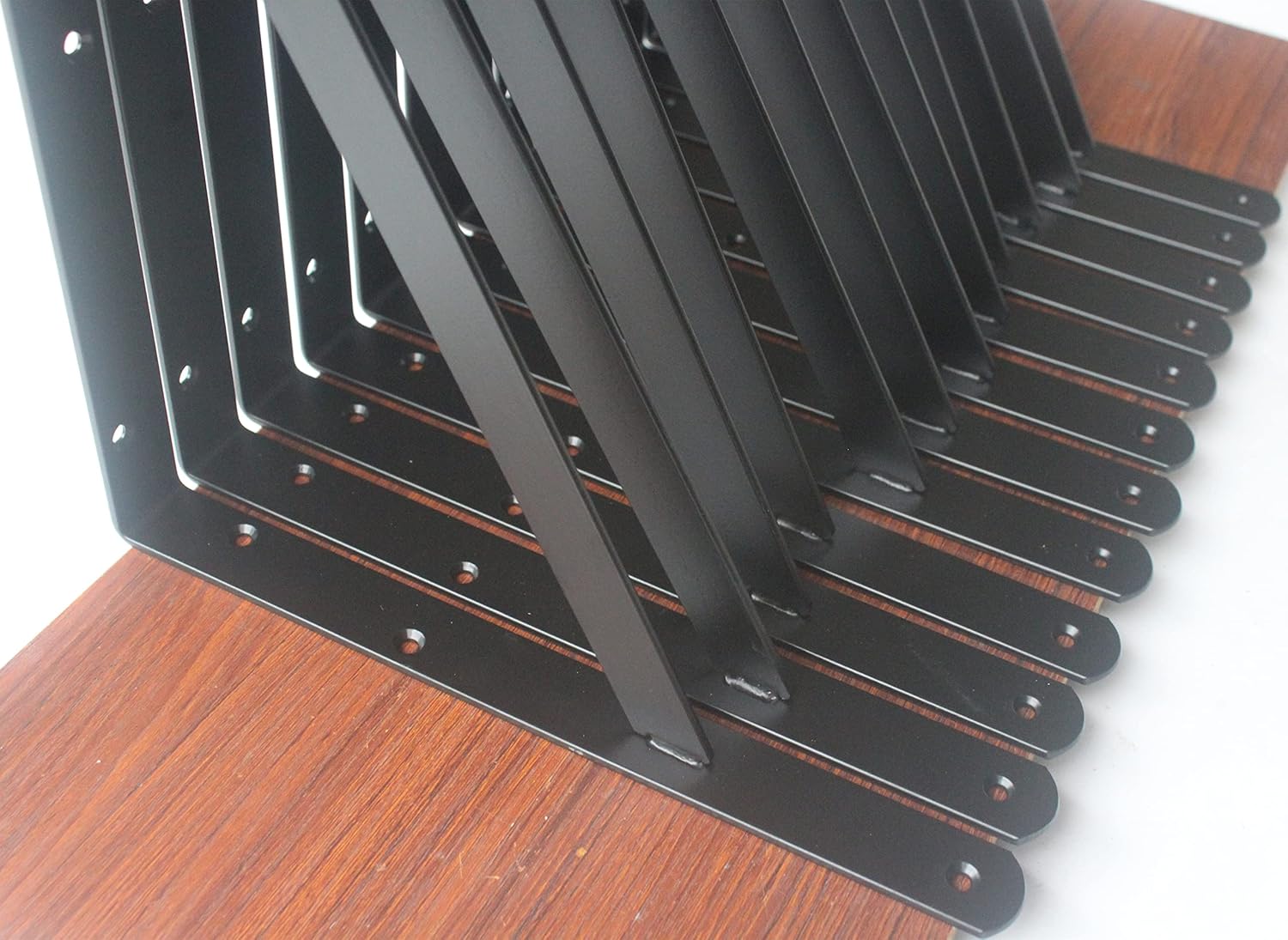 Paquete de 16 soportes de estante de 18 pulgadas de largo x 12 pulgadas de alto, color negro, resistentes con tornillos, soportes de estante de