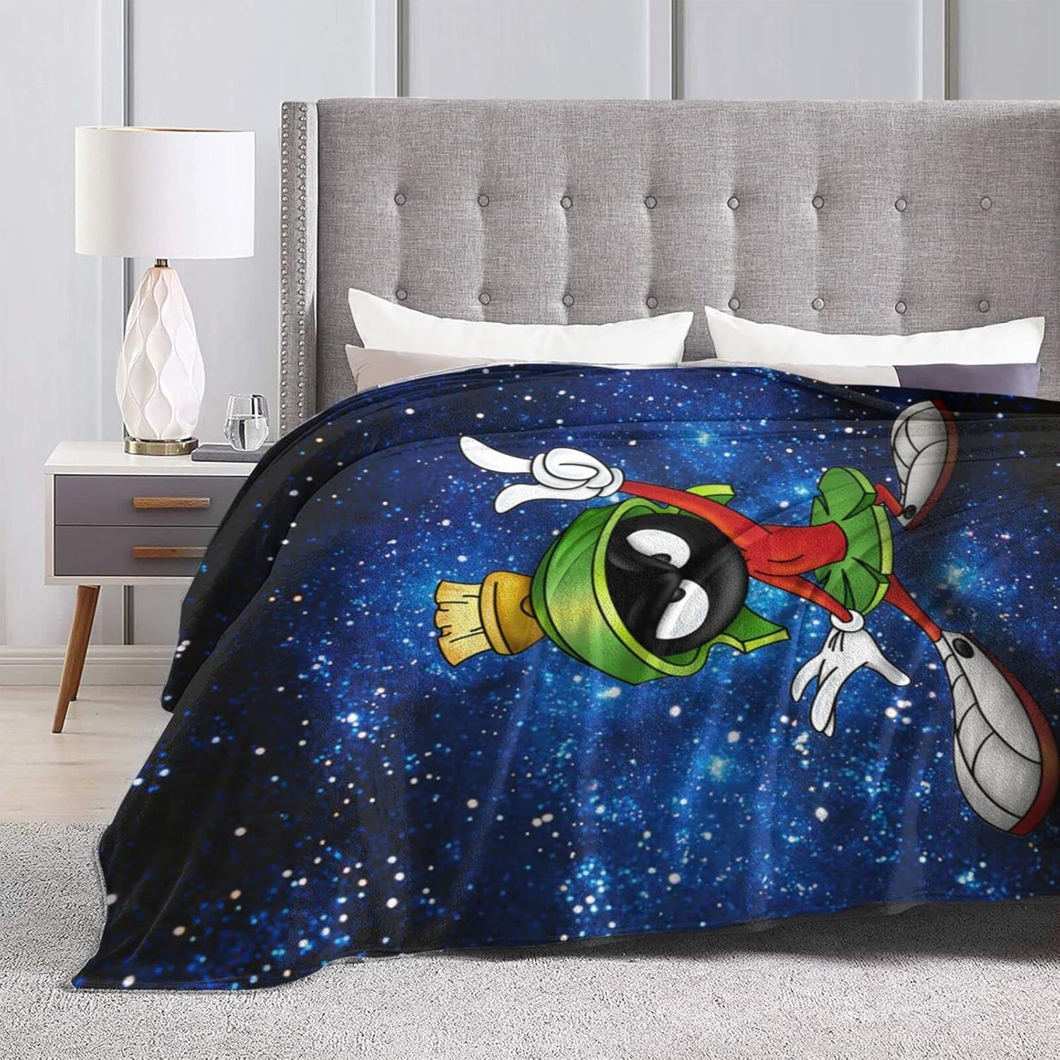 ma-rvin – Manta de franela de dibujos animados ma-rtian suave, acogedora y ligera para ropa de cama del hogar, 80 x 60 pulgadas