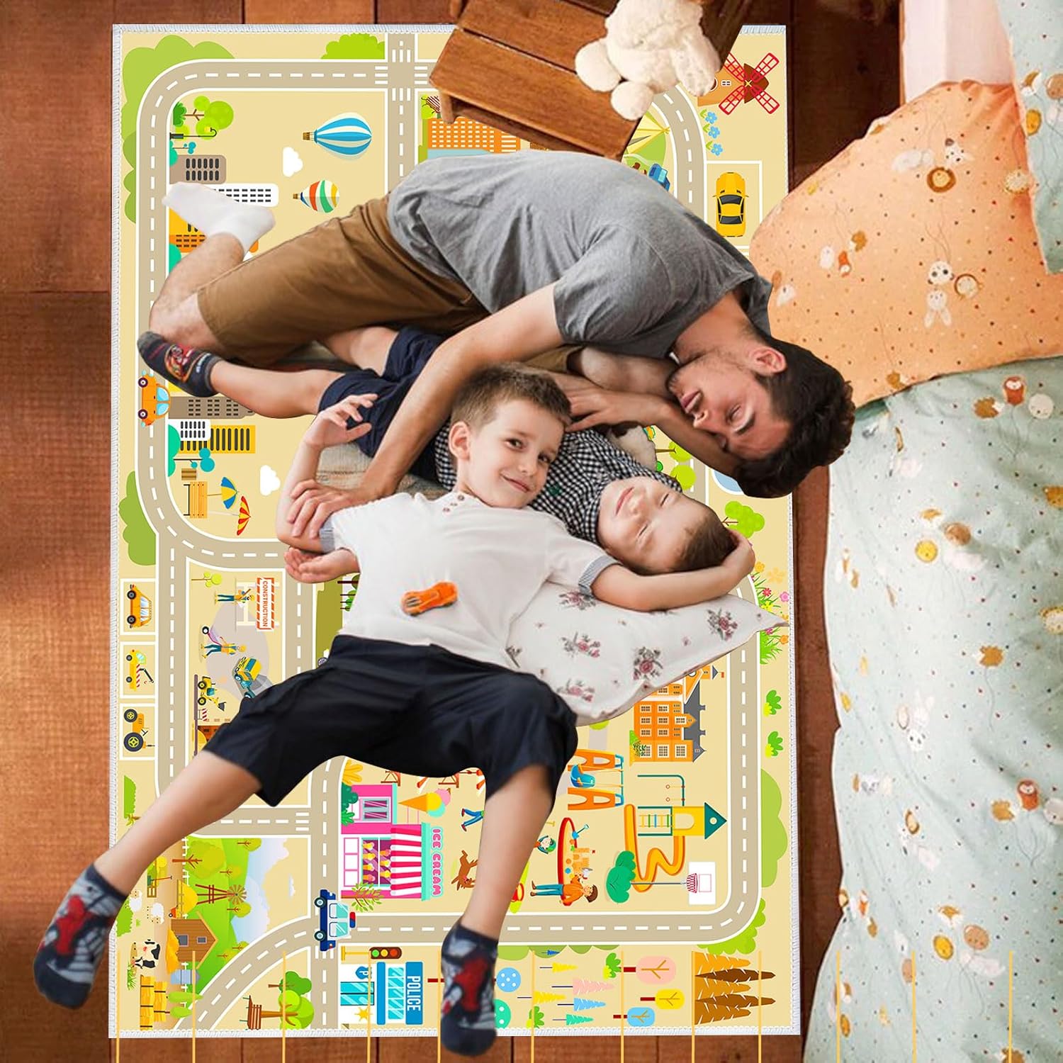 Alfombra de juego para niños, alfombra de coche para jugar a autos, juguetes, mapa de tráfico de la ciudad, alfombra de sala de juegos para niños,