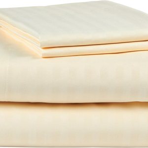 Ruthy’s Textile Juego de sábanas de 4 piezas de 400 hilos 100% algodón satén Dobby Stripe (King, beige) Ruthy’s Textile Juego de sábanas de 4 piezas de 400 hilos 100% algodón satén Dobby Stripe (King, beige)