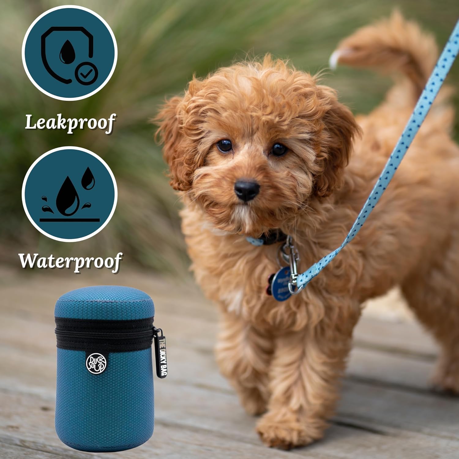 Soporte reutilizable para excrementos de perro con dispensador de bolsas de residuos, transportador de sacos con sello de olor para bolsas de