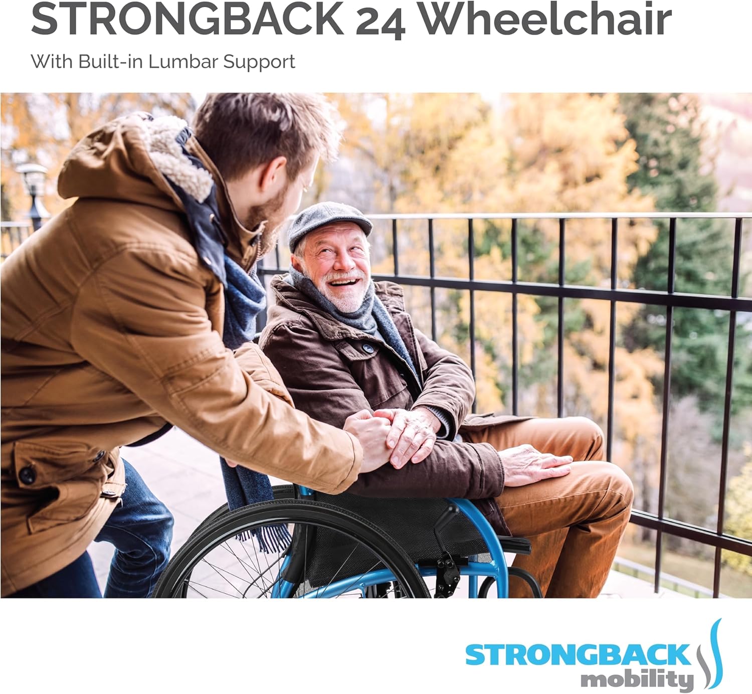 Silla de ruedas plegable ligera de 24 pulgadas para adultos y personas mayores, soporte lumbar ajustable integrado, asiento de 20 pulgadas modelo 2.0