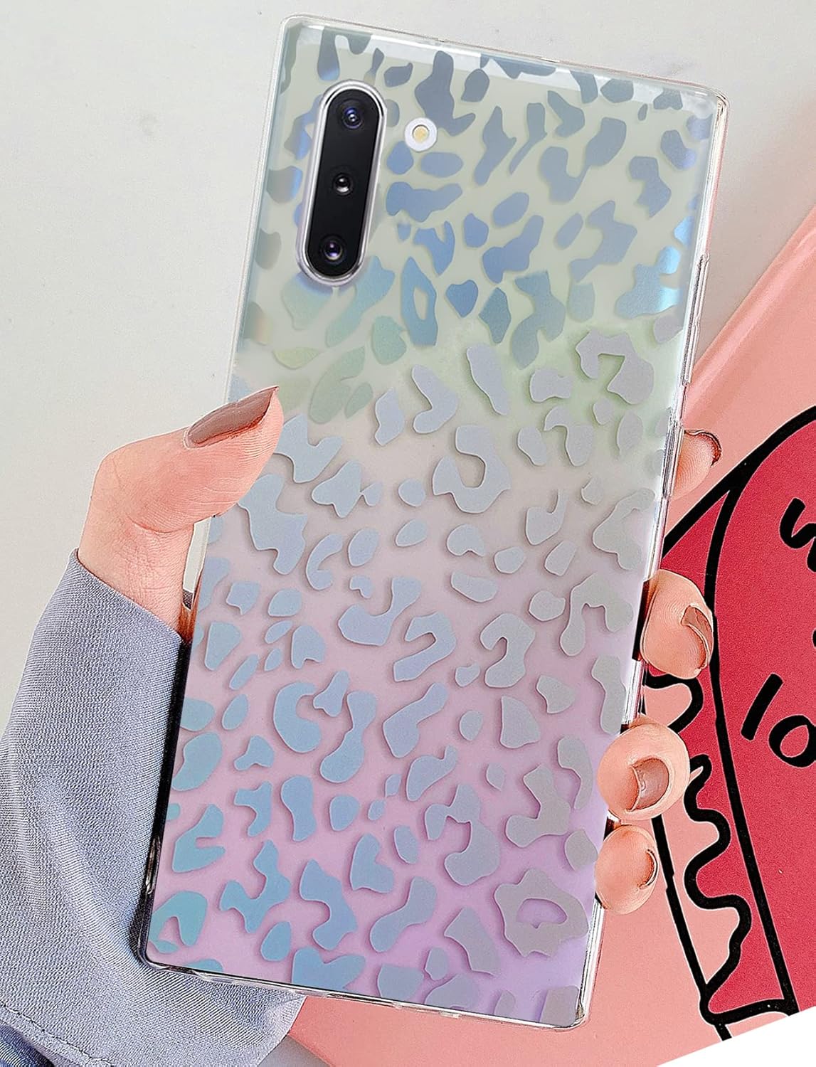 J.west Funda para Galaxy Note 10 de 6.3 pulgadas, delgada, mate, estampado de leopardo, guepardo suave, TPU a prueba de golpes, funda protectora