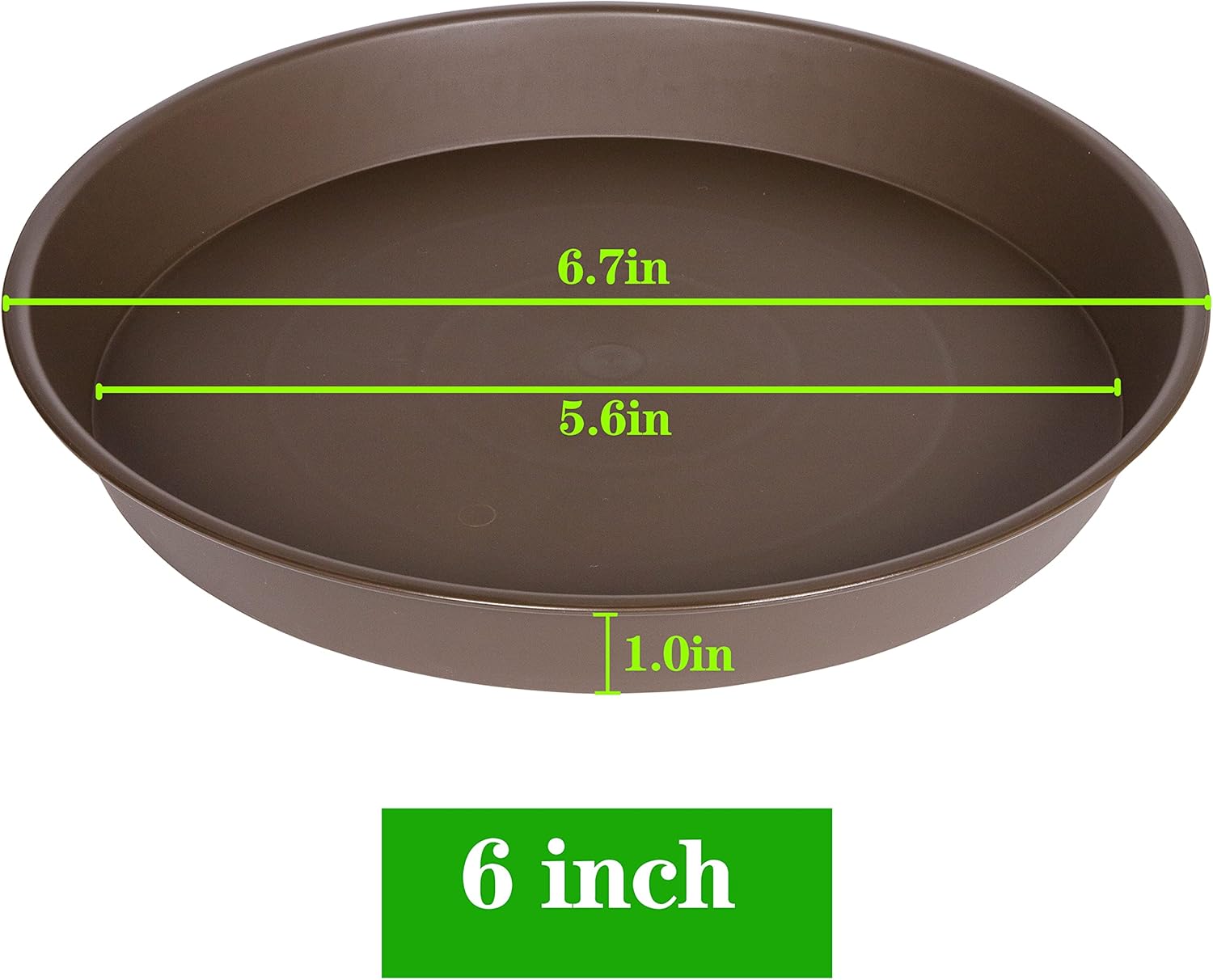 Paquete de 6 bandejas de platillos para plantas, 4, 5, 6, 8, 10, 12, 13, 15, 17, 19 pulgadas, bandejas de plástico resistente para interiores,