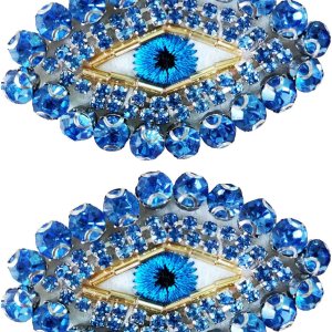 2 parches de diamantes de imitación azules con diamantes de imitación de ojo malvado, bonitos parches bordados para coser, apliques de bricolaje, 2 parches de diamantes de imitación azules con diamantes de imitación de ojo malvado, bonitos parches bordados para coser, apliques de bricolaje,