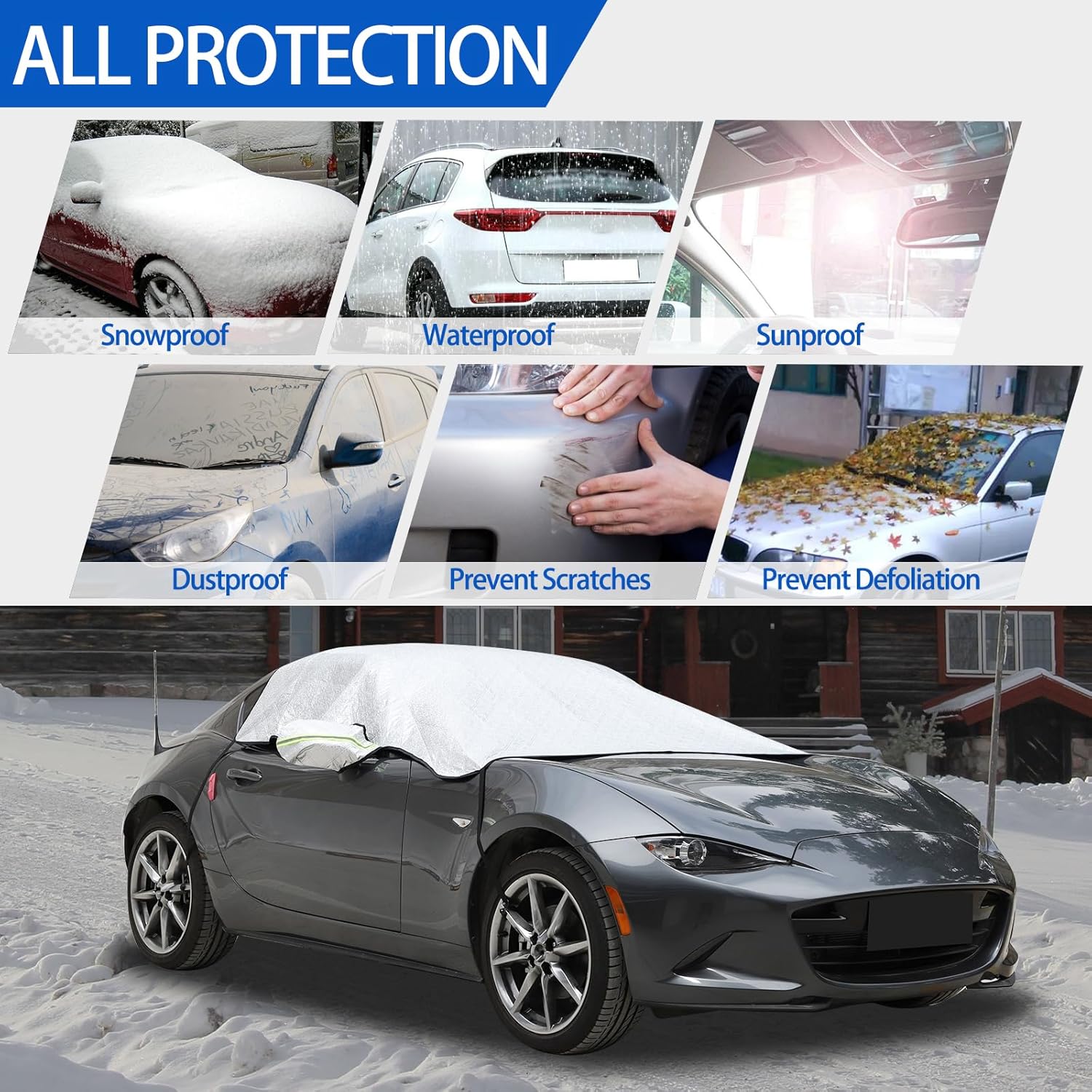 Cubierta de nieve para parabrisas para Mazda MX-5 ND 2016-2023, cubierta de parabrisas delantero para hielo y nieve, cubierta de hielo extra gruesa