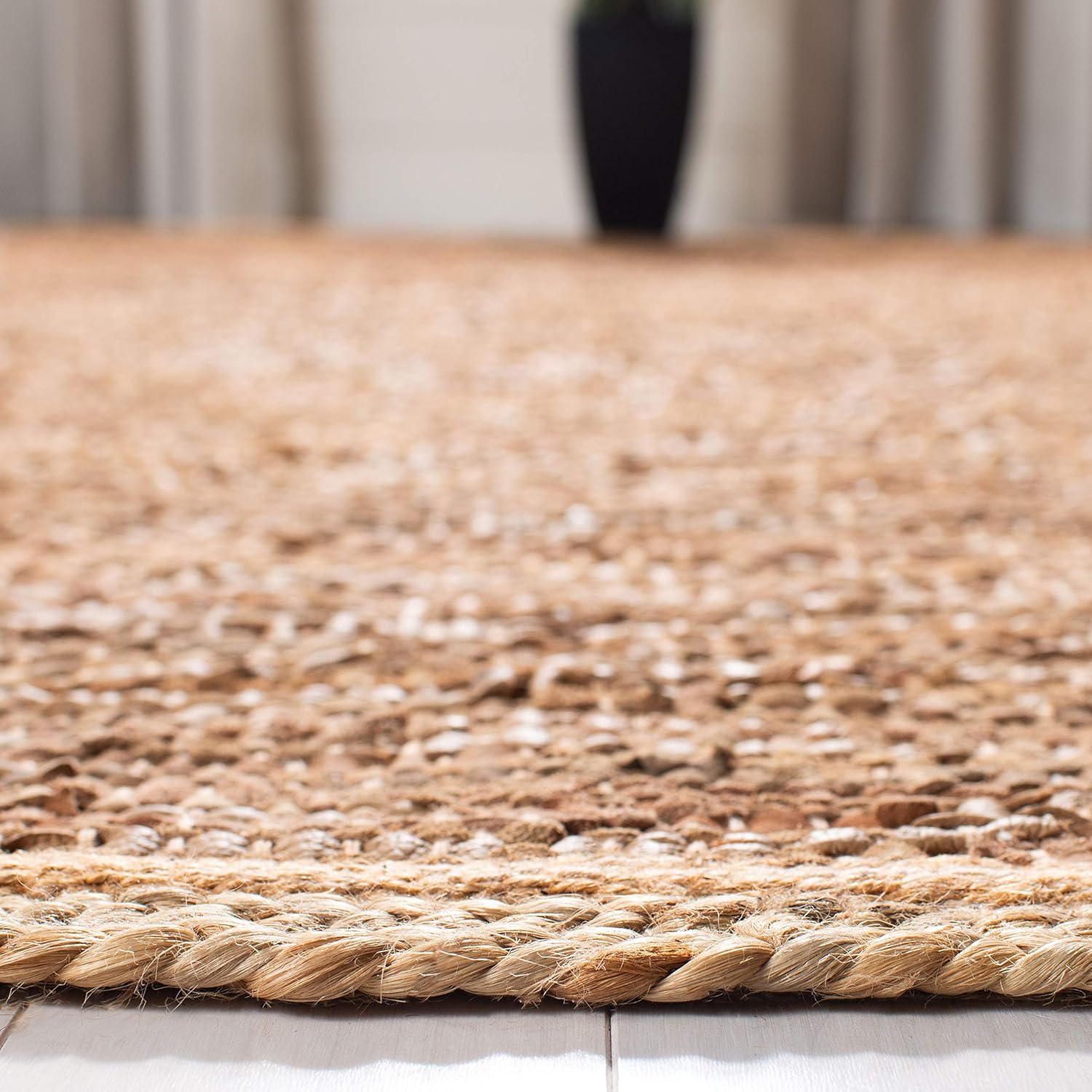 SAFAVIEH Cape Cod Collection – Alfombra decorativa de 4 x 6 pies, color camello y natural, cuero hecho a mano y yute, ideal para zonas de alto
