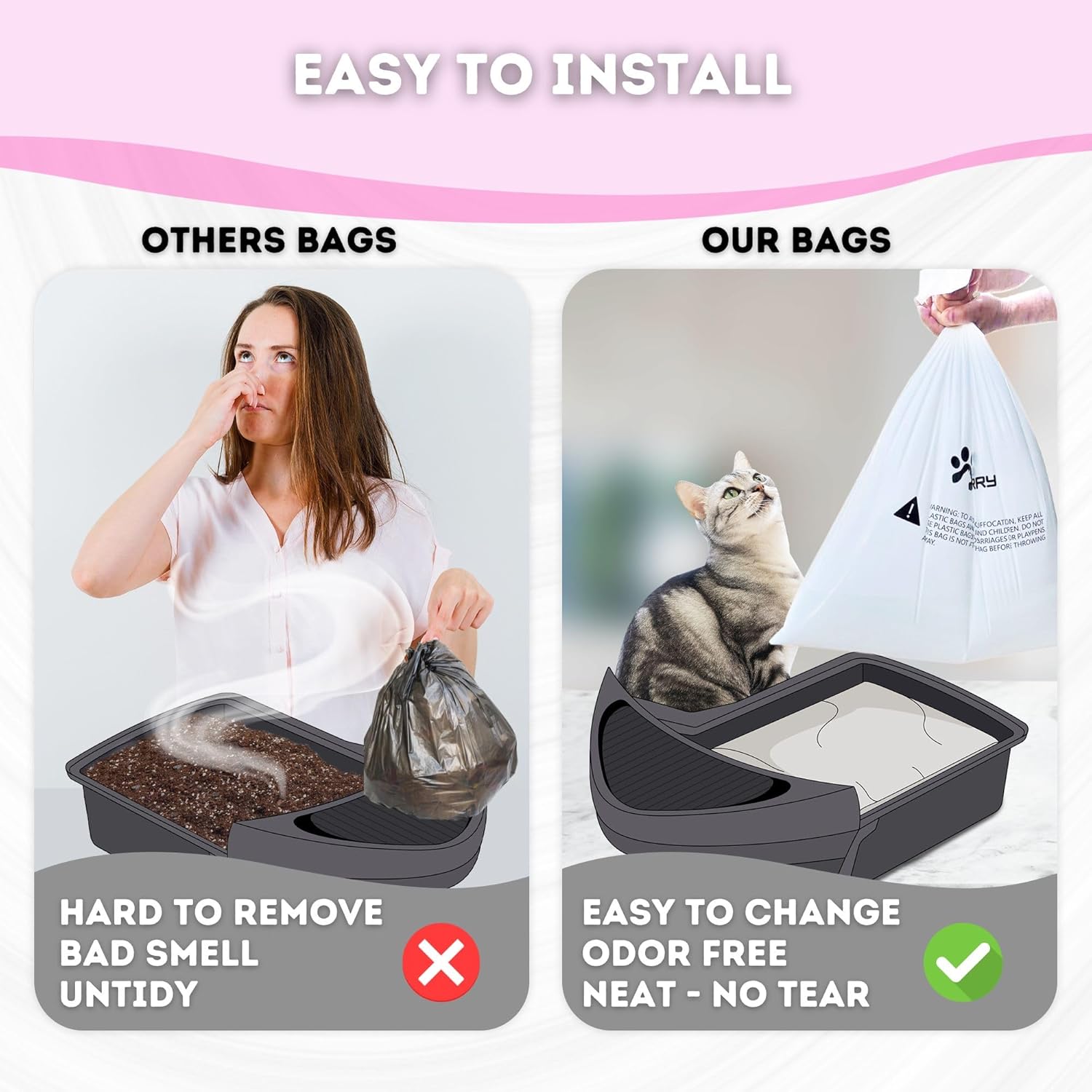 Cleverry Bolsas de arena compatibles con caja de arena automática autolimpiante para gatos, robot 3 y 4, paquete de 75  9  11 galones  Forros de