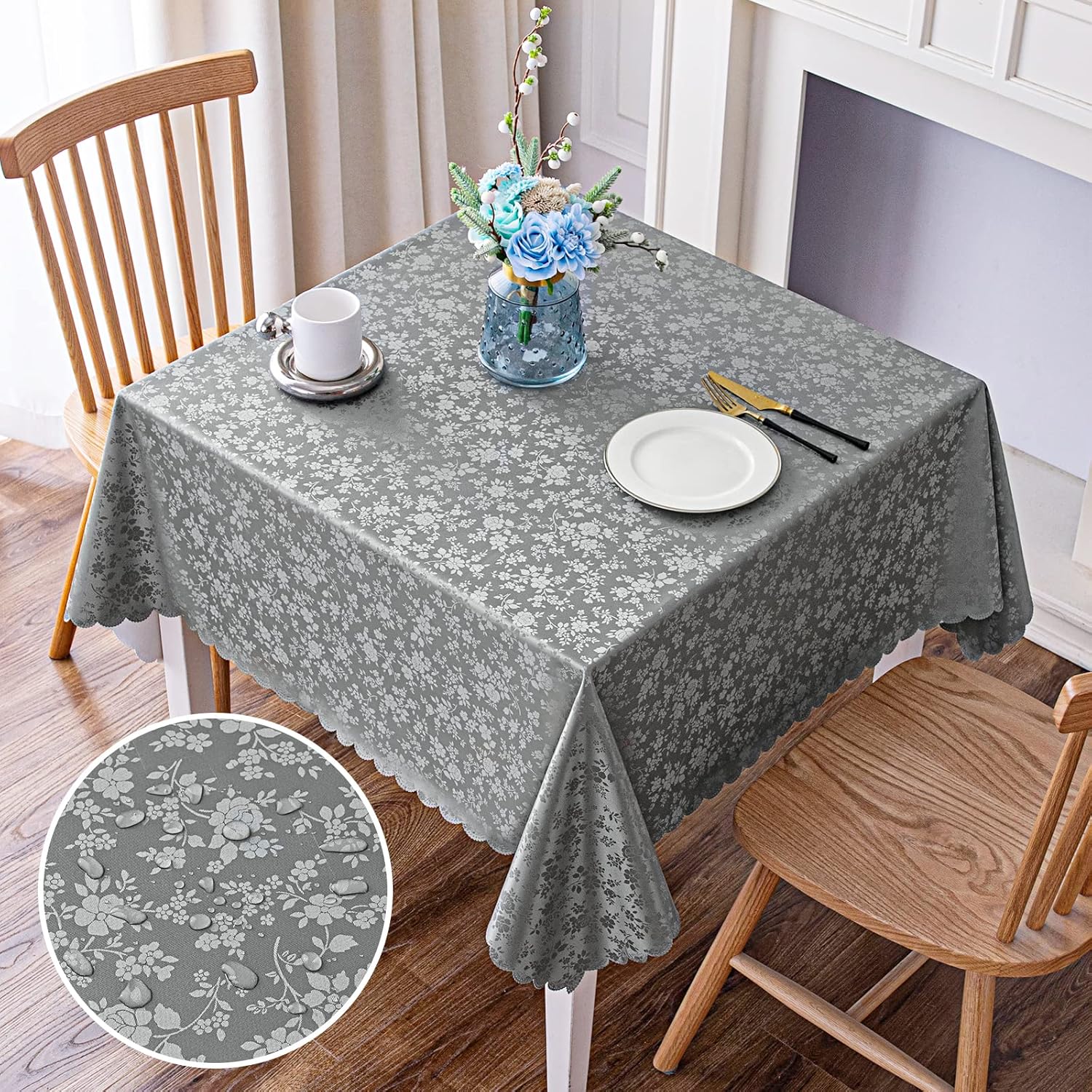 Smiry – Mantel de vinilo resistente al agua, a prueba de manchas, resistente al aceite, mantel para cocina y comedor