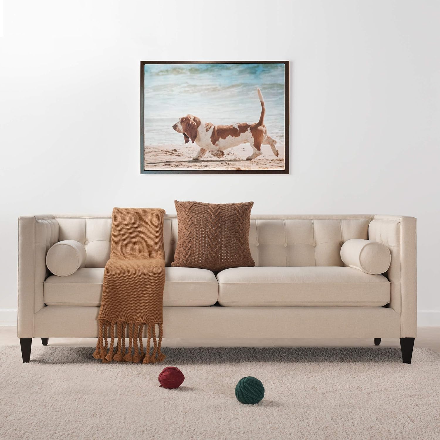 Jennifer Taylor Home Kinsley – Sofá moderno copetudo esmoquin de 84 pulgadas, poliéster beige neutro cielo
