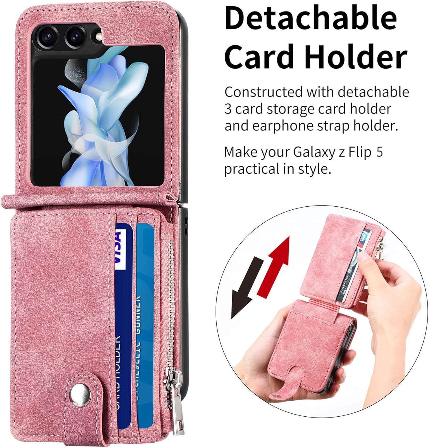 ZCDAYE Funda tipo cartera para Samsung Galaxy Z Flip 5, funda para Samsung Z Flip 5 (2023), funda de cuero para Samsung Galaxy Z Flip 5 con