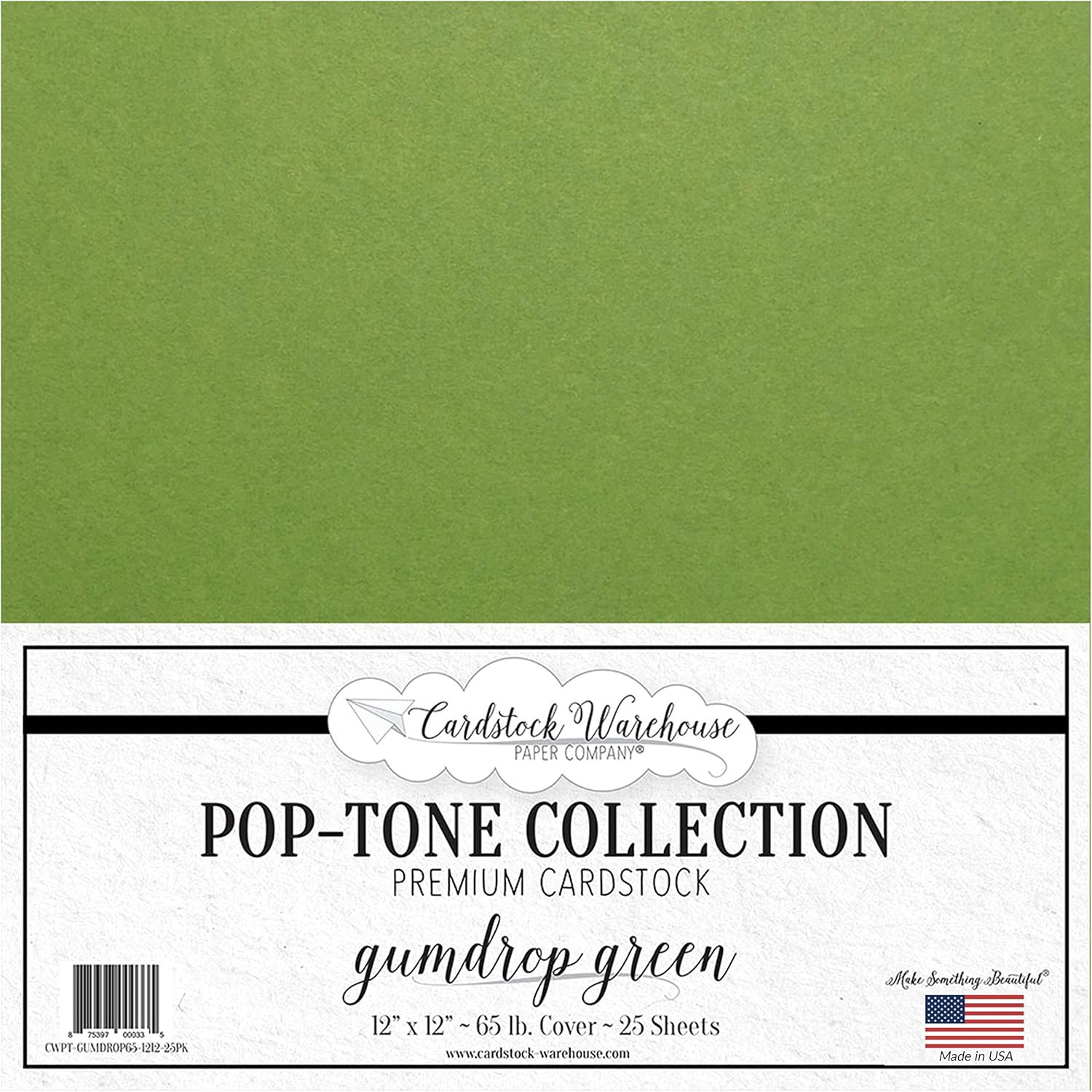 Gumdrop – Papel de cartulina verde, 12 x 12 pulgadas, 65 libras, cubierta premium, 25 hojas de Cardstock Warehouse
