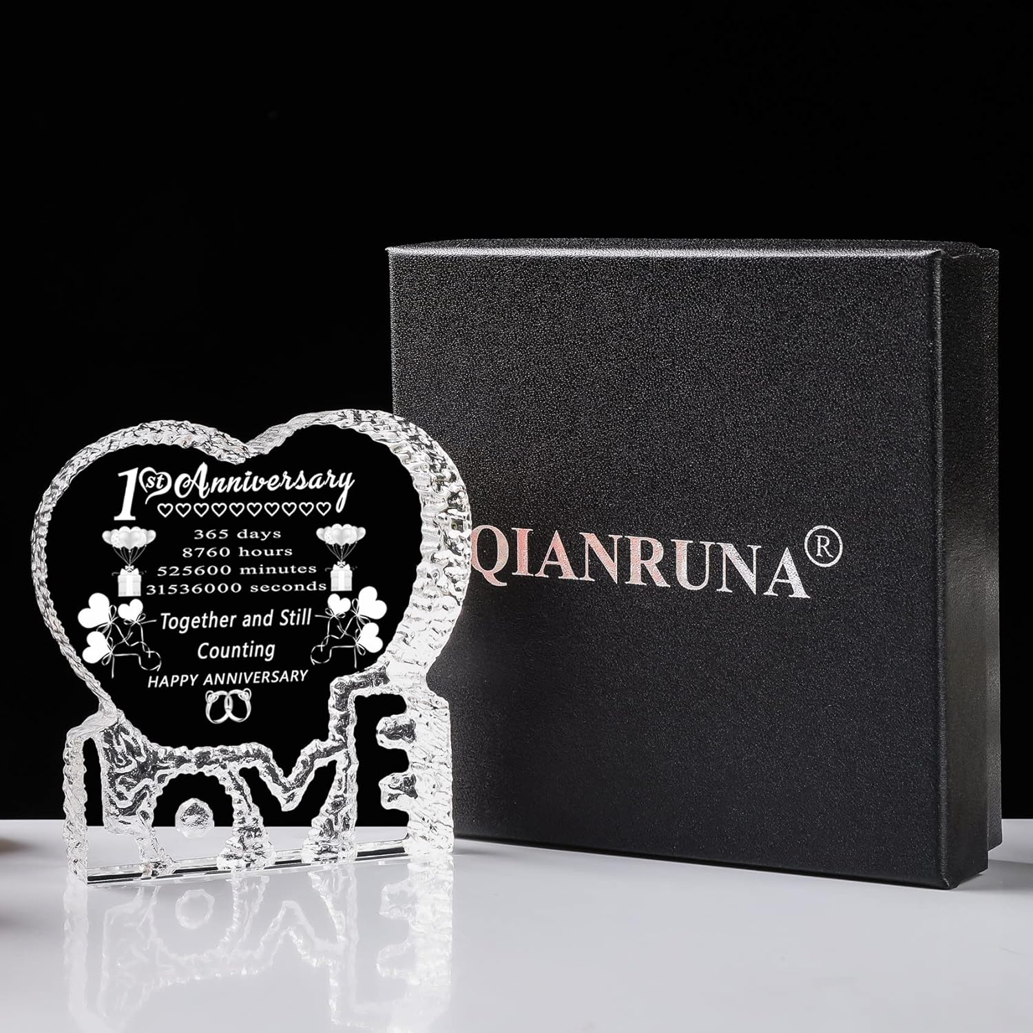 Un regalo de cristal para el primer año de aniversario de boda, recuerdo de matrimonio para pareja, él, su esposo, esposa