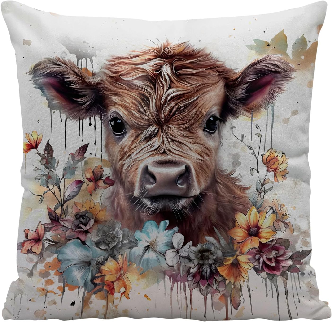 Fundas de almohada de vaca de las tierras altas de 18 x 18 pulgadas, decoración de vaca de las tierras altas, almohada de vaca, decoración de