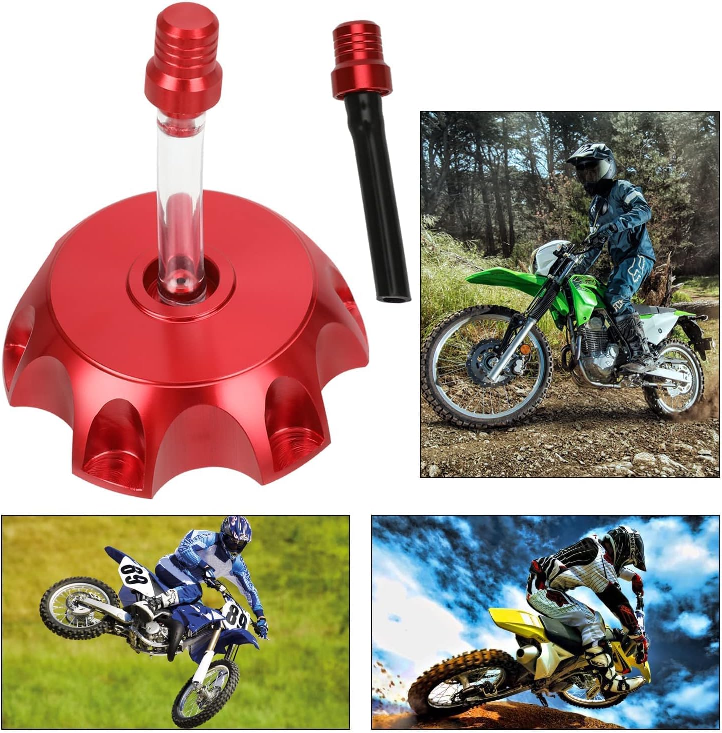 GREHUA Tapa de tanque de combustible de aluminio CNC rojo con válvula de ventilación para SSR 125 Taotao DB10 DB14 SDG107 Probike 50cc 90cc 110cc