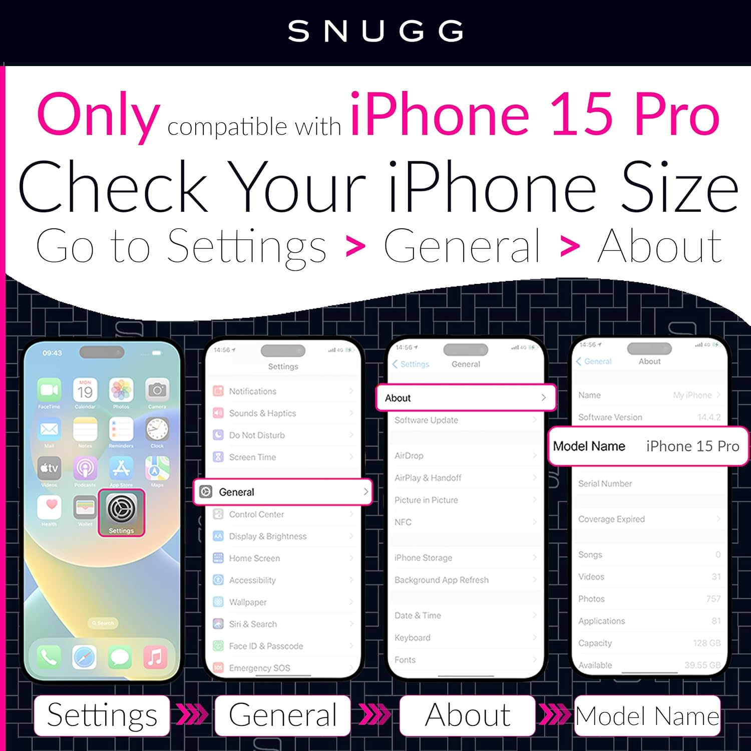 Snugg Funda tipo cartera para iPhone 15 Pro  Funda plegable con 3 ranuras para tarjetas, cierre magnético y función de soporte para teléfono  Funda