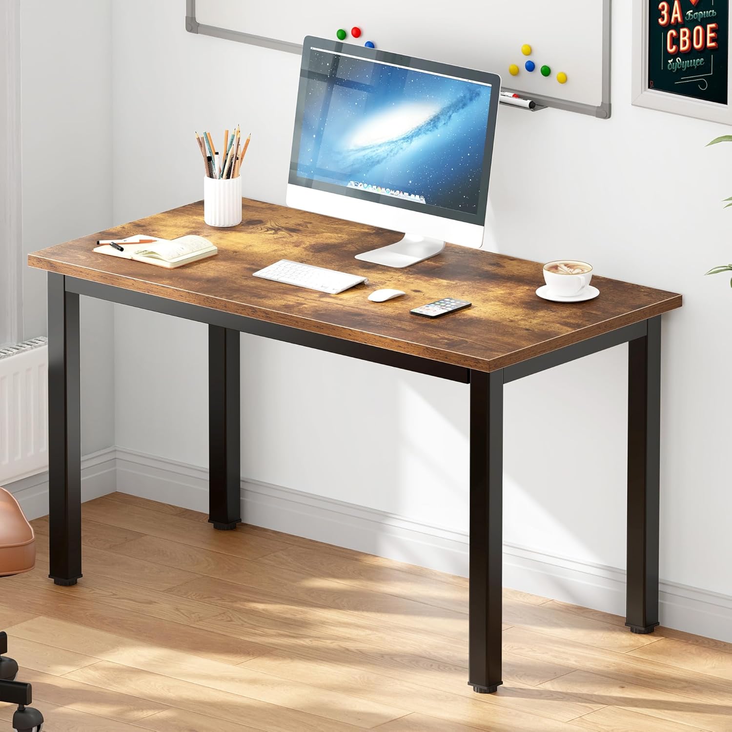 DlandHome – Escritorio para computadora, para el hogar, oficina, mesa, escritorio, estudio, mesa de juegos, estación de trabajo, Retro