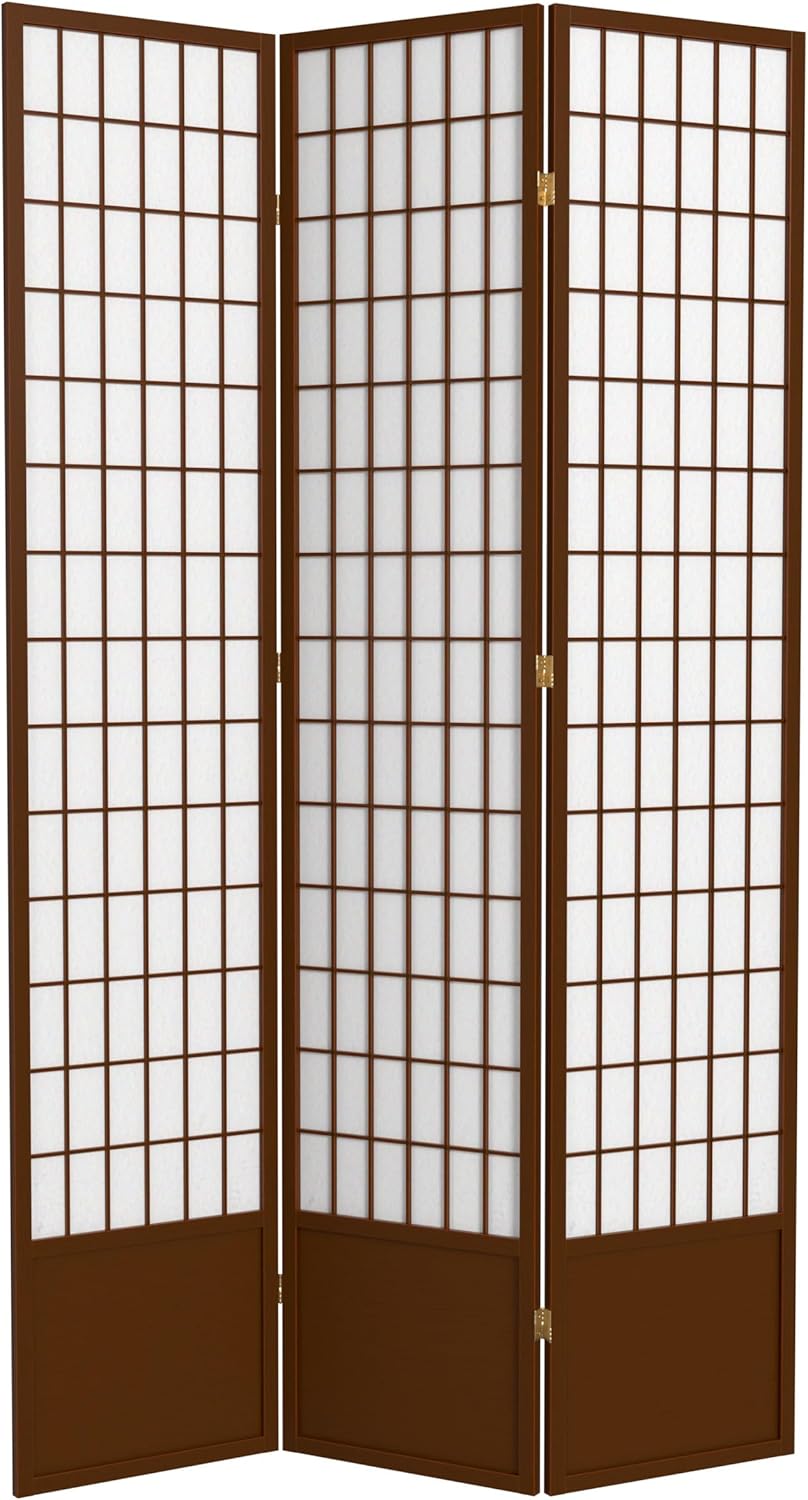 Oriental Furniture – Pantalla Shoji de 7 pies de alto, color nogal, 3 paneles