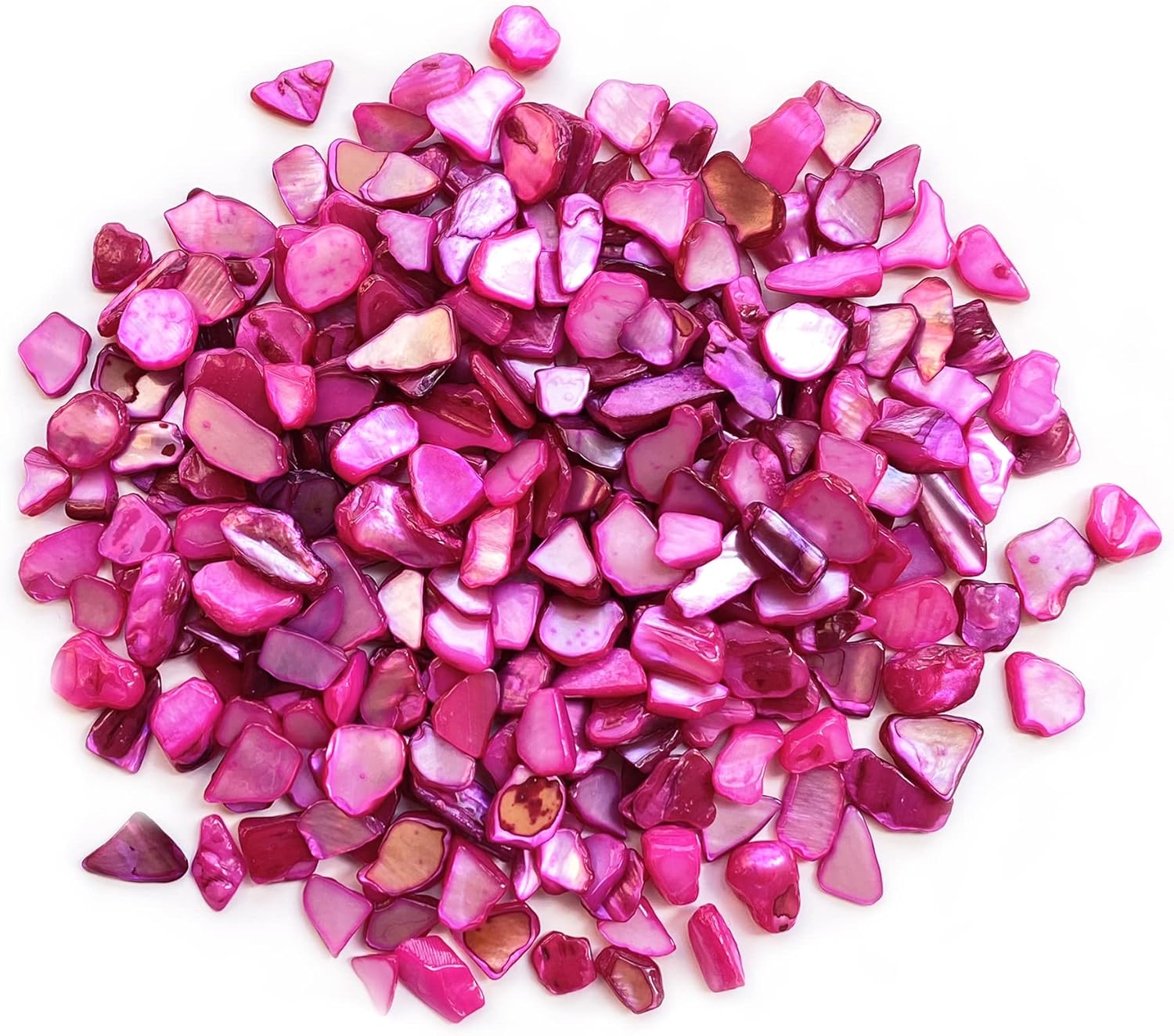 Yew & Tulip Chips de conchas naturales manchadas, fragmentos de conchas rosas irregulares de 64 onzas (4 libras), conchas de madreperla para