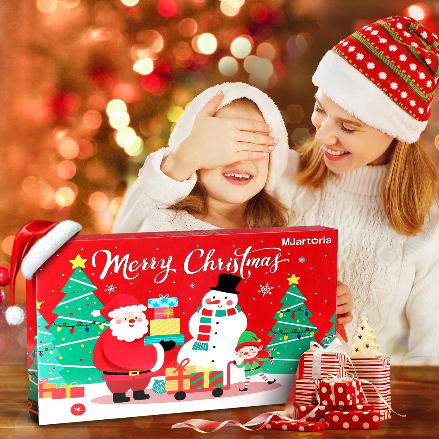 MJartoria Calendario de Adviento 2024 para niñas y niños, accesorios de Navidad para muñeca de elfo, ropa de Papá Noel, calendario de Adviento de 24