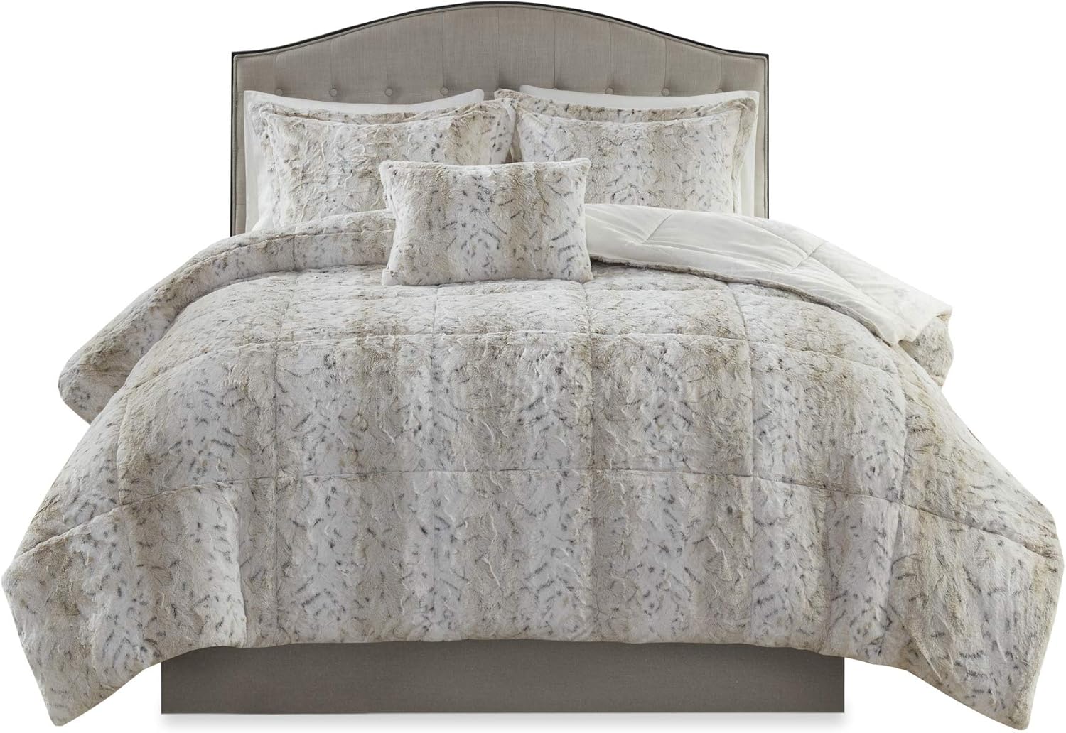 Madison Park Zuri Soft Plush Comforter Set, Faux Fur Animal Stripes Design, Faux Mink On The Reverse, Modern All Season Bedding Set with Matching