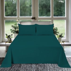 Sábana encimera de 3 piezas, tamaño King Plus (120 x 120), 800 hilos, 100% algodón egipcio, calidad de lujo, color verde azulado sólido Sábana encimera de 3 piezas, tamaño King Plus (120 x 120), 800 hilos, 100% algodón egipcio, calidad de lujo, color verde azulado sólido