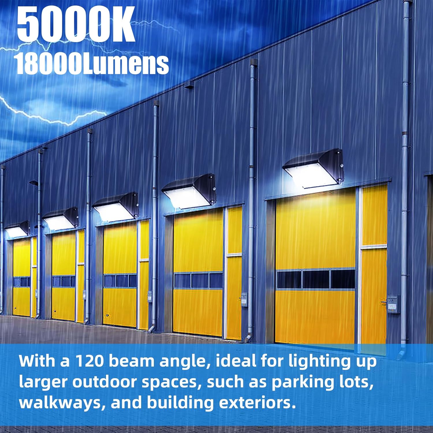 Paquete de luz LED de pared de 150 W con fotocélulas del atardecer al amanecer, 18000 lm, 5000 K luz diurna comercial, luz exterior LED, reemplazo